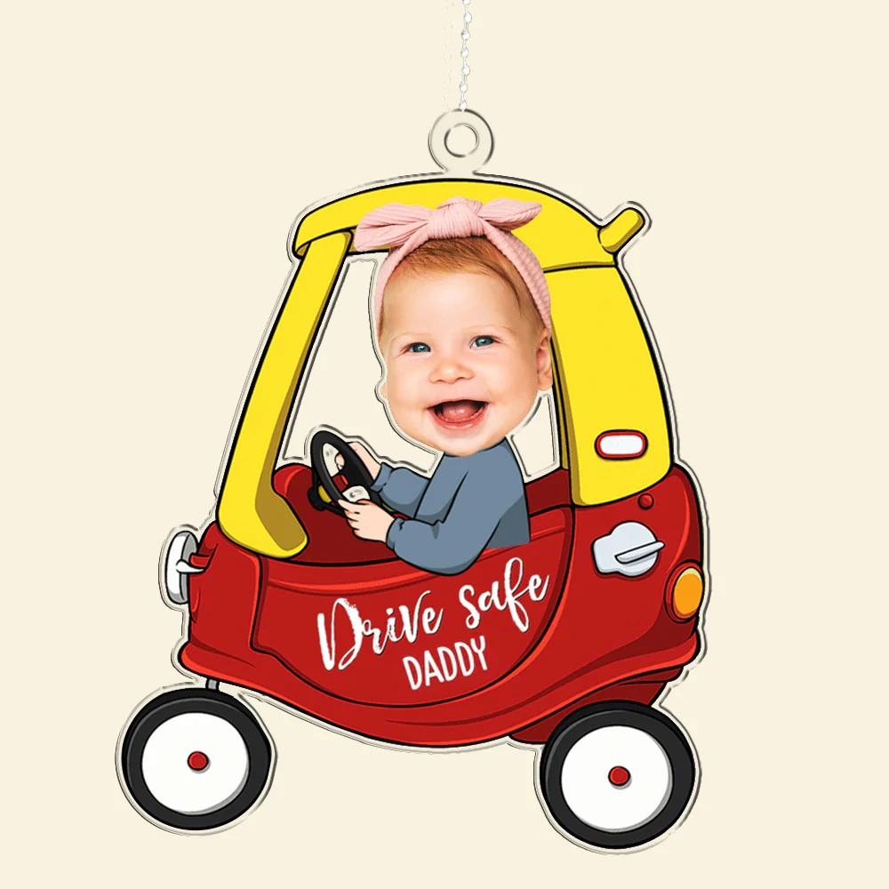 Custom Photo Drive Safe Mommy Daddy - Gift For Mom And Dad - Personalized Acrylic Car Hanger NA94 - Image 3