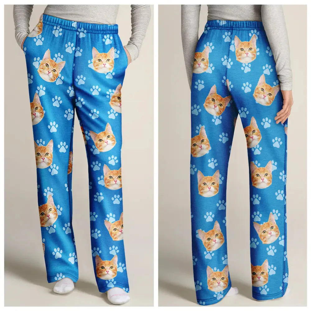 Custom Photo Face Funny Pattern Dog Cat Family - Gift For Pet Lovers - Personalized Pajama Pants NA94 - Image 2