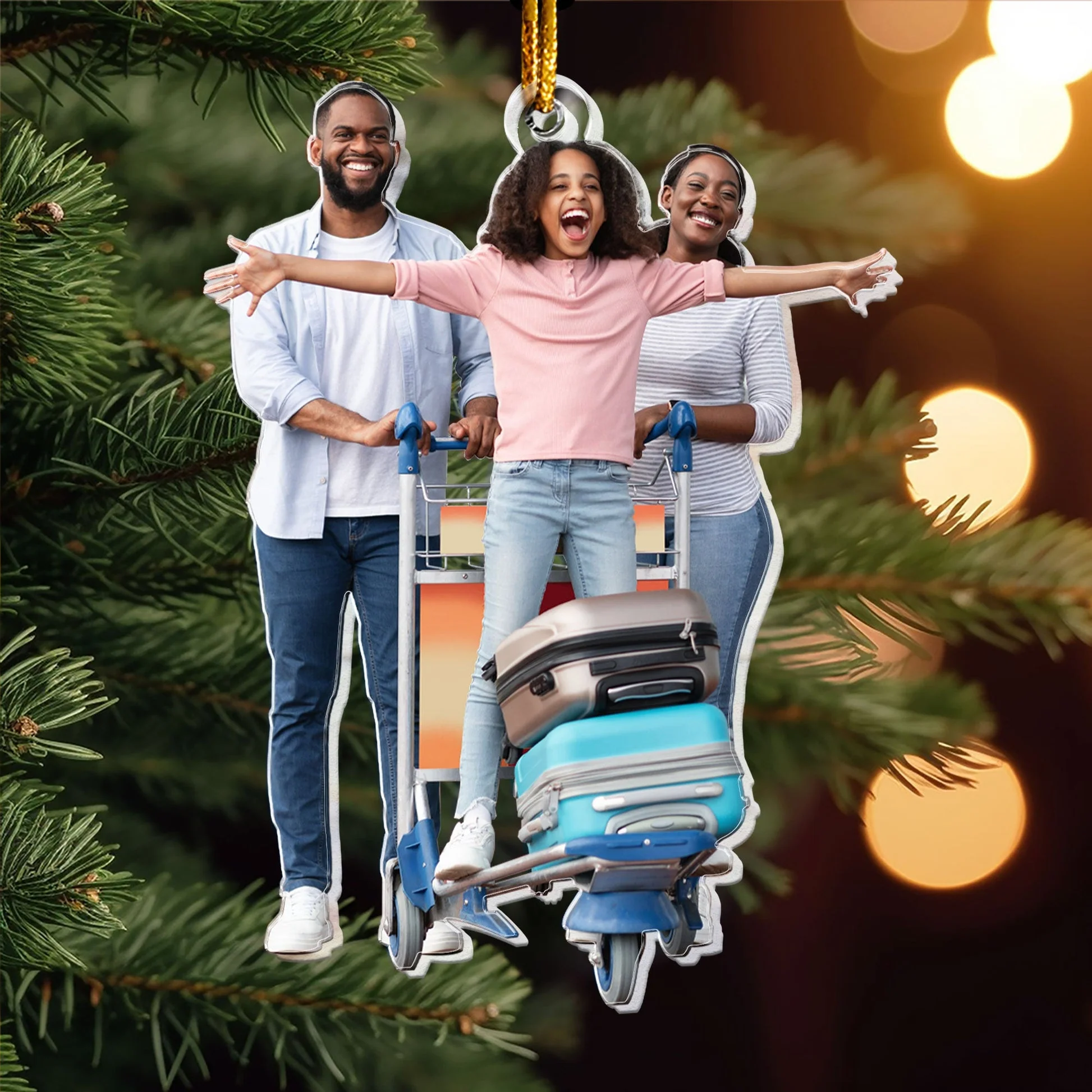 Custom Photo Family Trip Travel Gifts For Family Couple - Personalized Acrylic Photo Ornament - Image 3