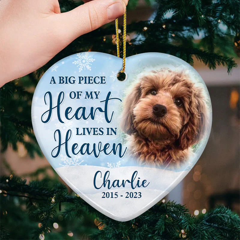 Custom Photo Forever In Our Hearts - Personalized Ceramic Ornament - Christmas Gift, Sympathy Gift For Pet Owners, Pet Lovers - NH96 - Image 2