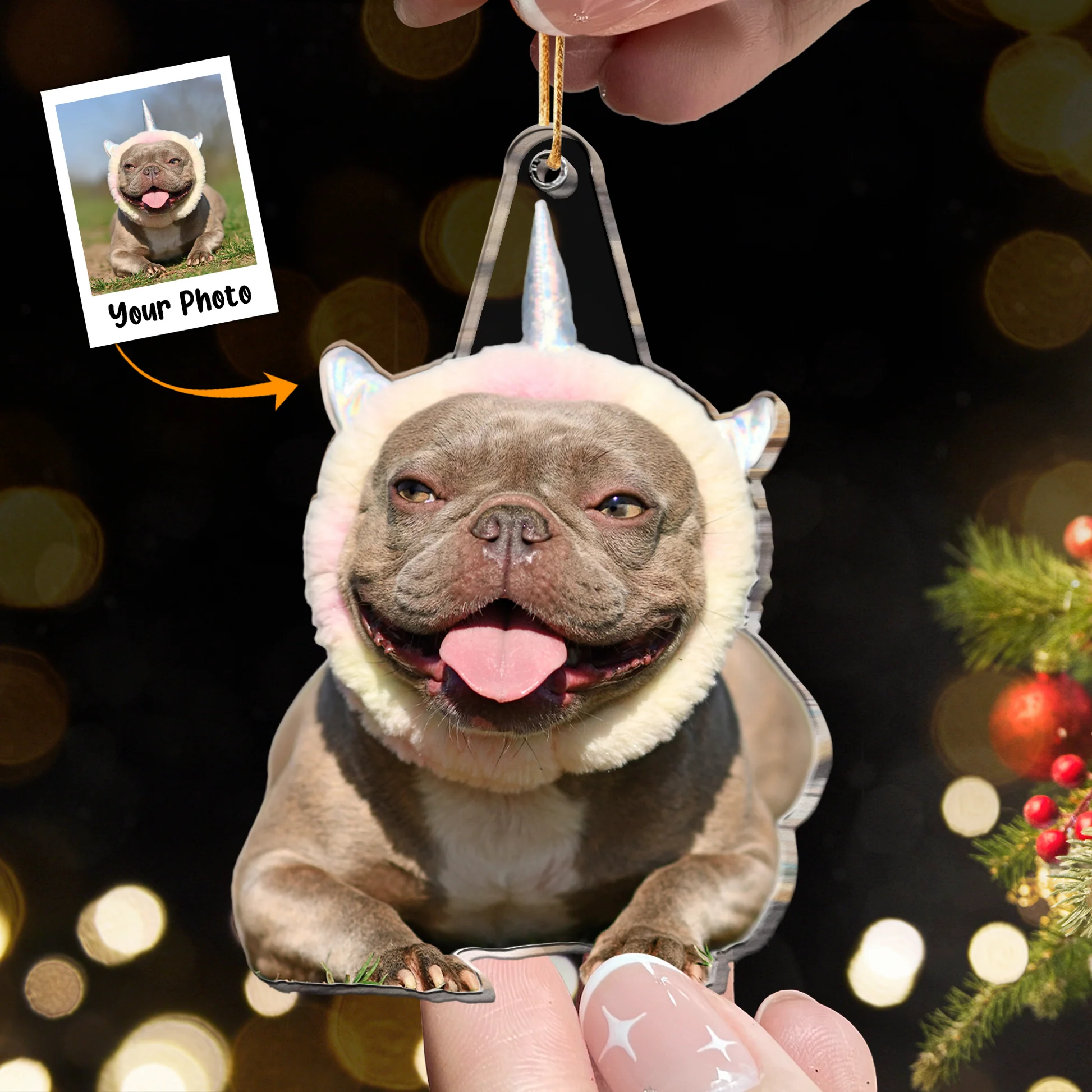Custom Photo Funny Dog Gift For Dog Lovers - Personalized Acrylic Photo Ornament