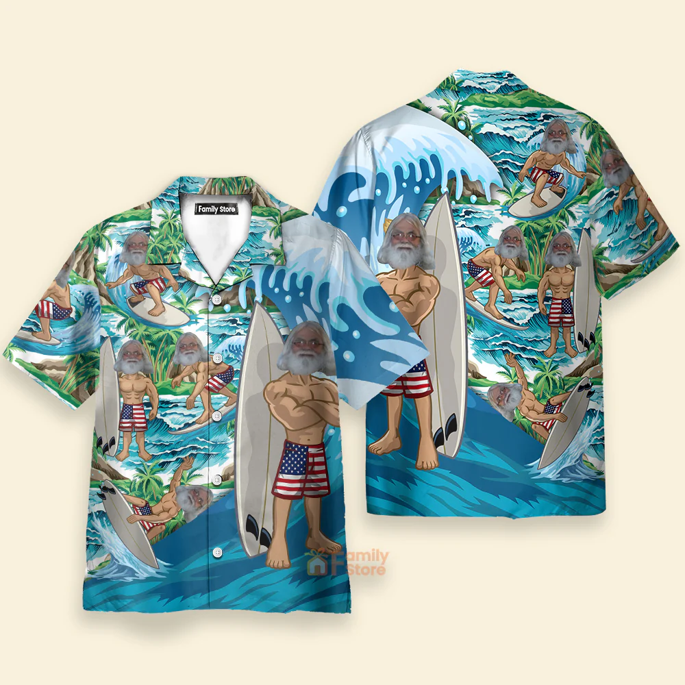 Custom Photo Funny Men Surfing - Personalized Hawaiian Shirt - Image 4