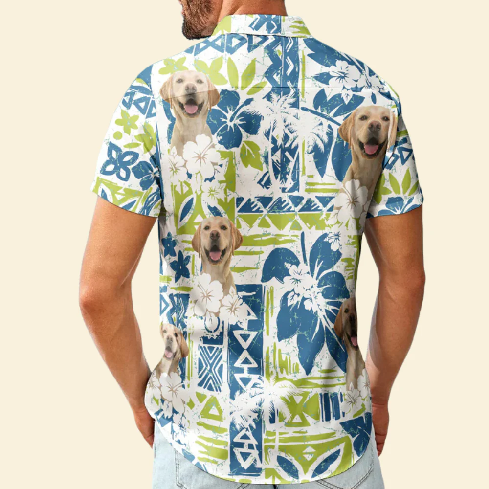 Custom Photo Funny Pet Family Friends Summer Tiki Bar - Gift For Dog Lovers - Personalized Hawaiian Shirt - Image 2