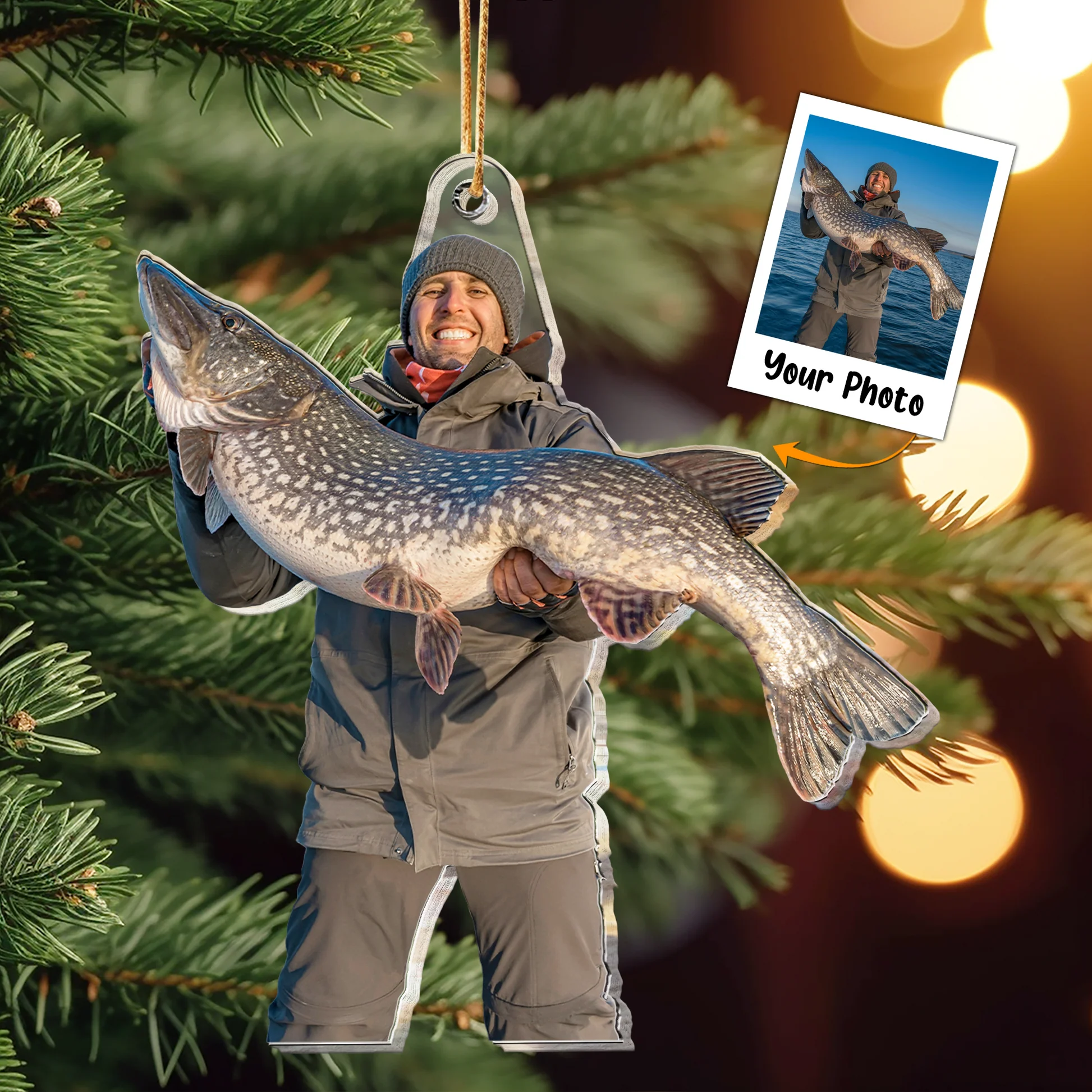 Custom Photo Gift For Fishing Lovers - Personalized Fishing Photo Ornament