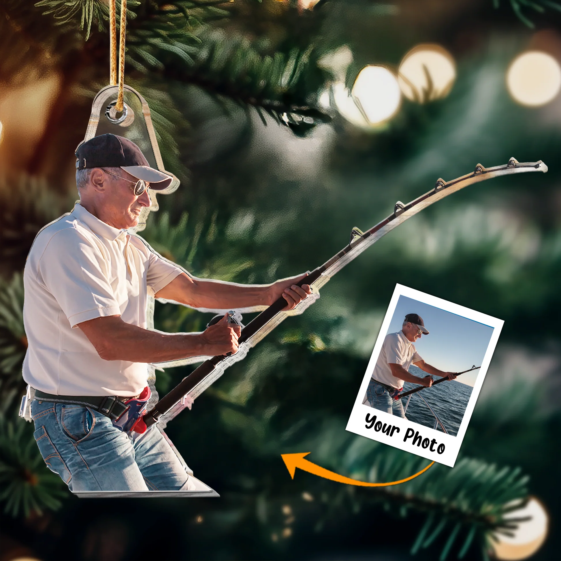 Custom Photo Gift For Fishing Lovers - Personalized Fishing Photo Ornament - Image 3