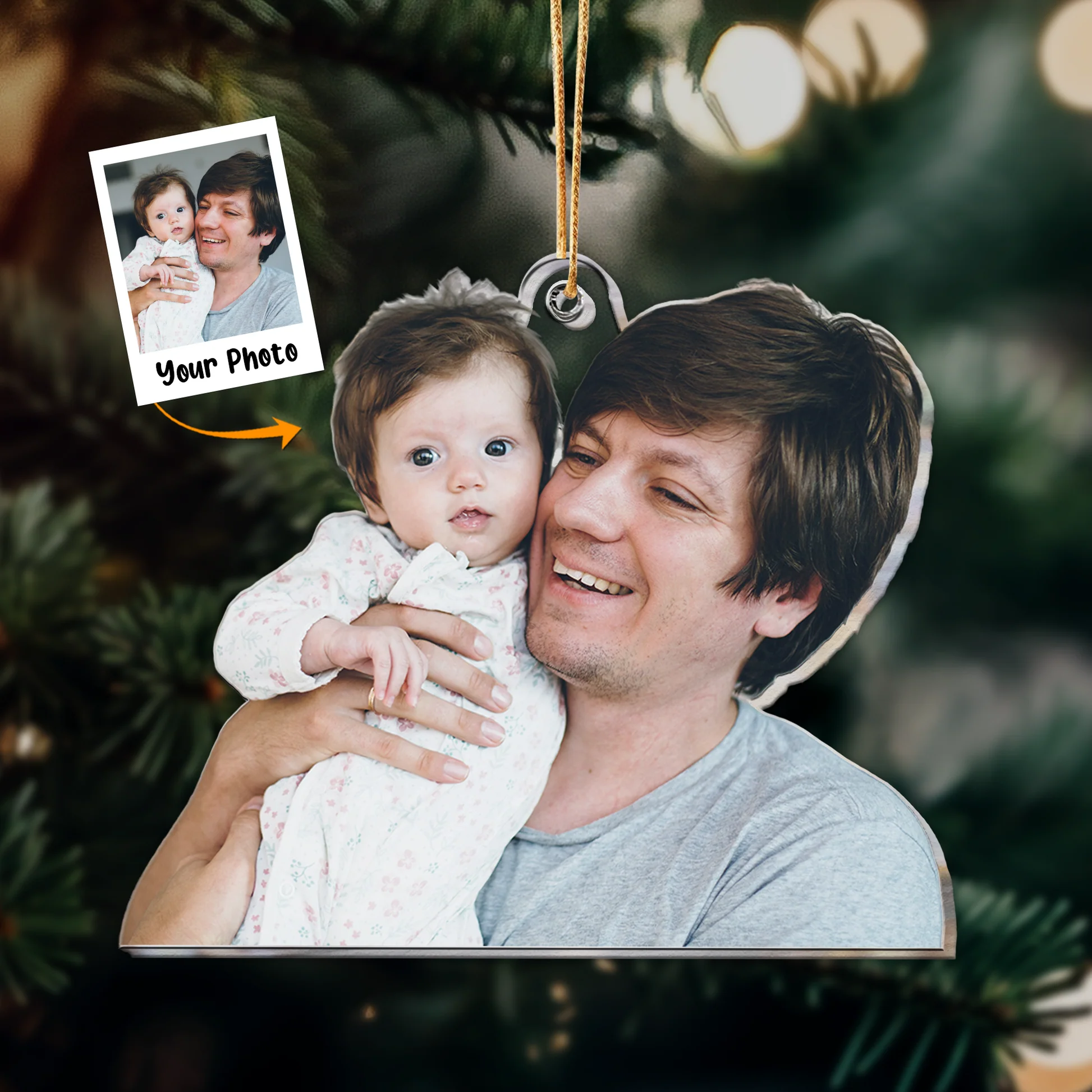 Custom Photo Gift For New Dad - Personalized Acrylic Photo Ornament - Image 2