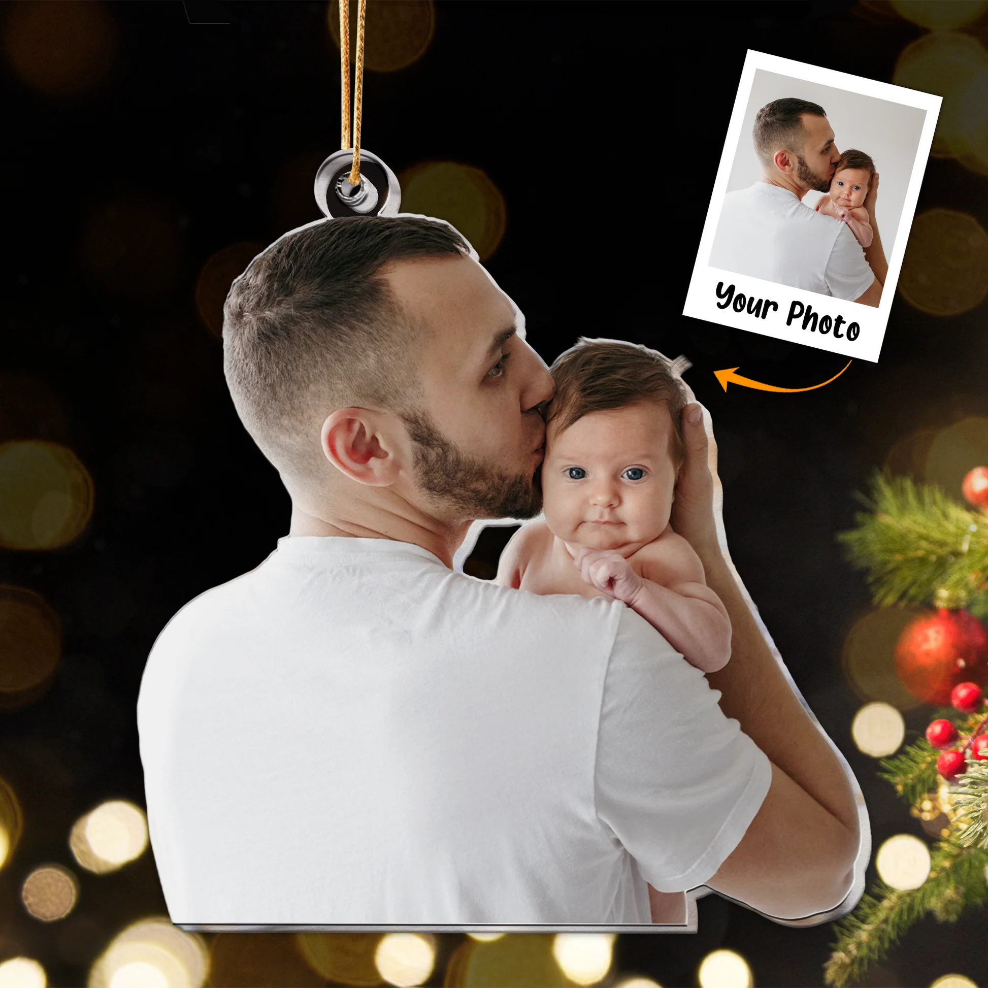 Custom Photo Gift For New Dad - Personalized Acrylic Photo Ornament - Image 3