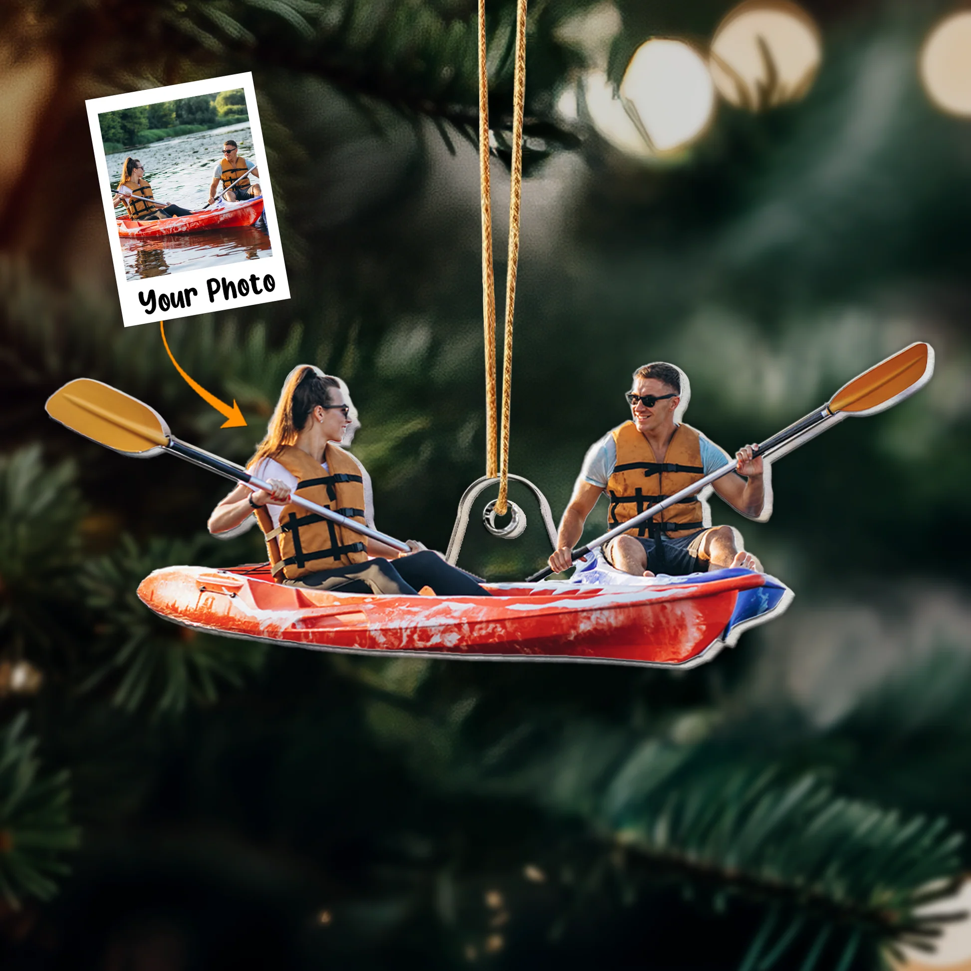 Custom Photo Go Kayak Go - Personalized Acrylic Photo Ornament