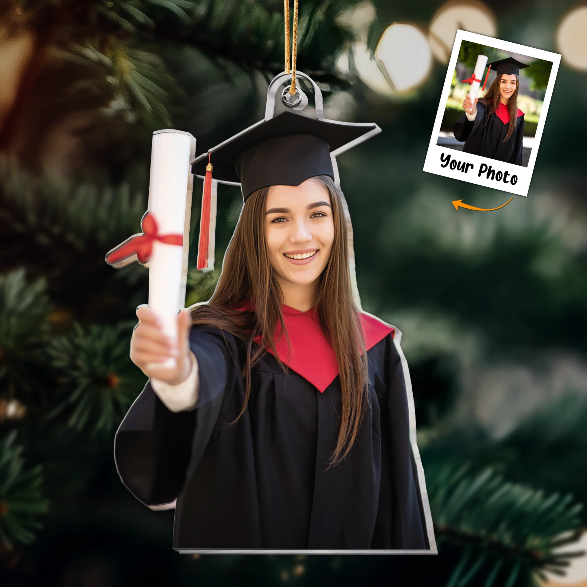 Custom Photo Graduation Ornament Gift For Family Member - Personalized Acrylic Photo Ornament - Image 2