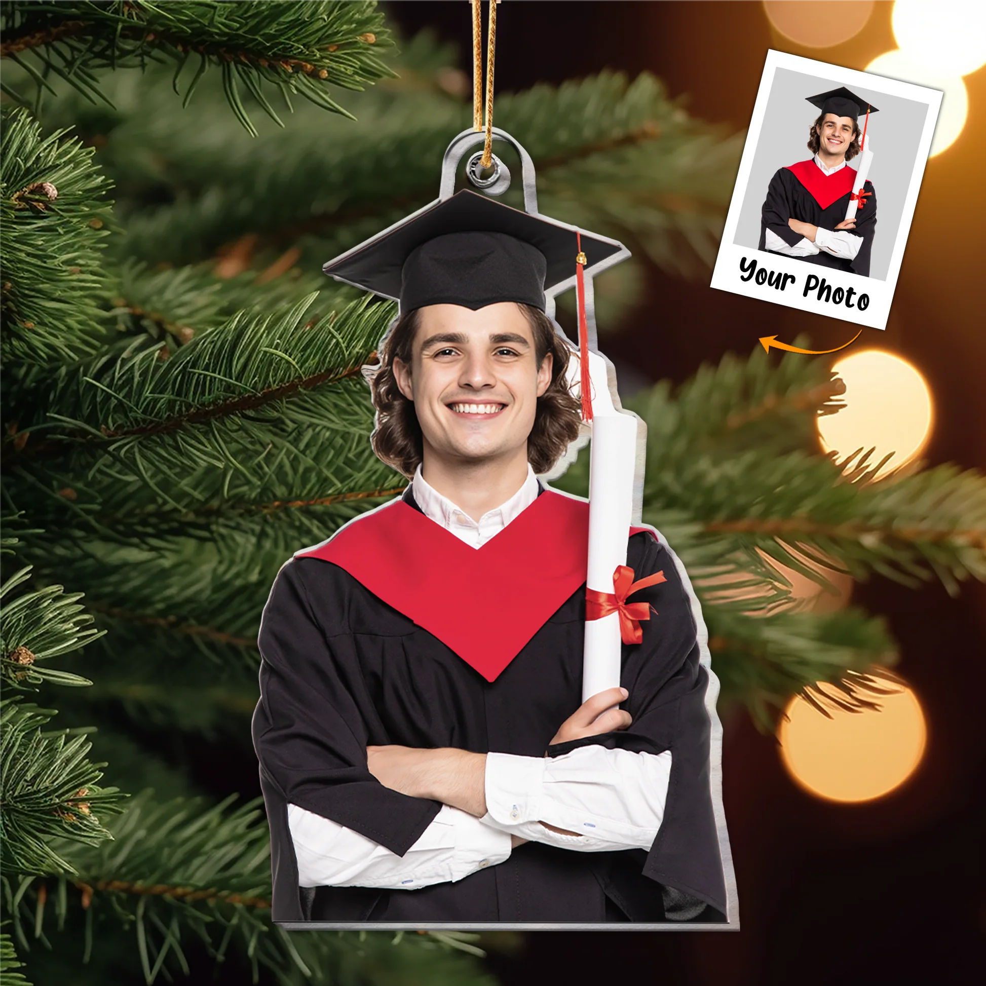Custom Photo Graduation Ornament Gift For Family Member - Personalized Acrylic Photo Ornament - Image 3