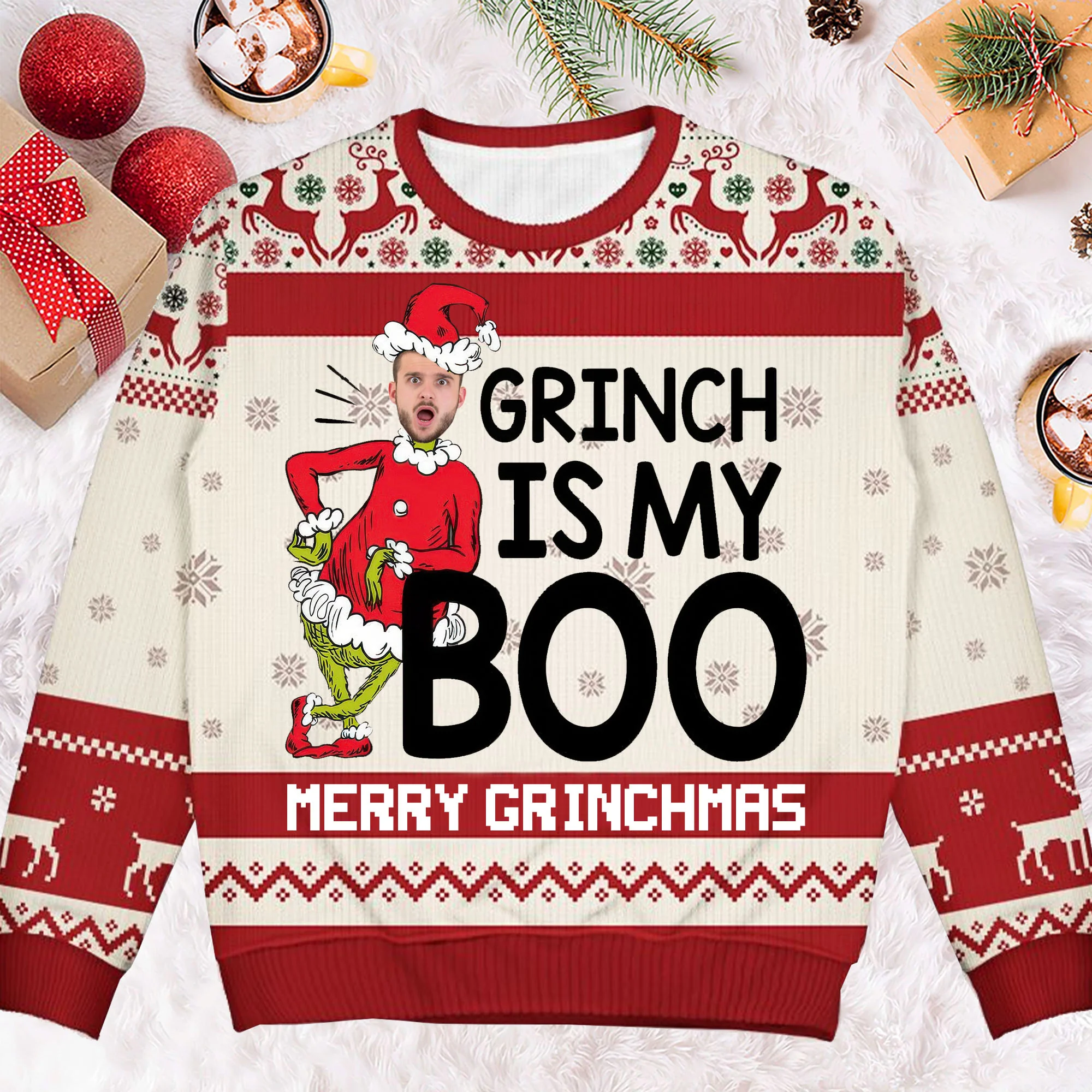 Custom Photo Green Monster It's My Boo - Personalized Ugly Sweatshirt - Gift For Boyfriend, Husband Wife, Anniversary NA94 - Image 2