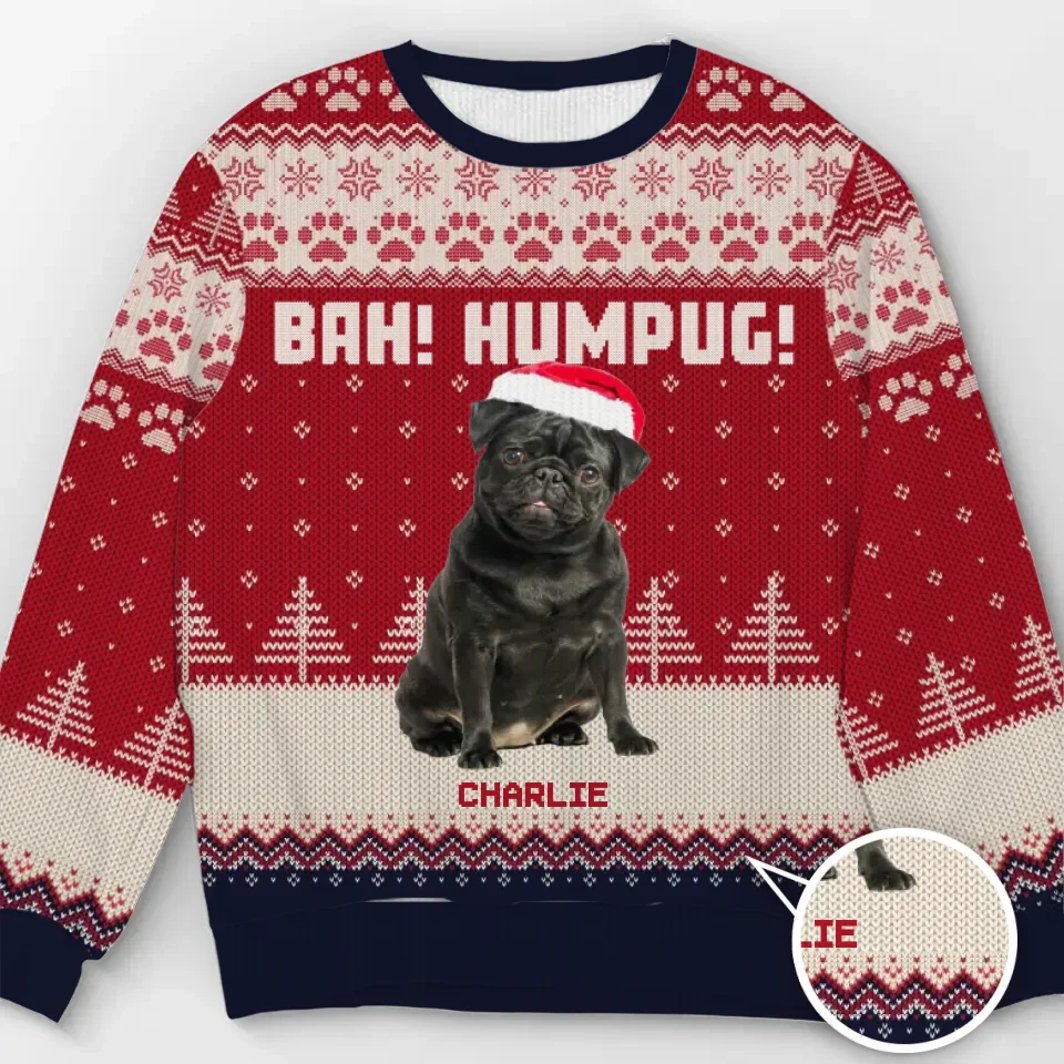 Custom Photo Happiness Is A Warm Puppy - Personalized Ugly Sweater -Christmas Gift For Pet Lovers NA94 - Image 2