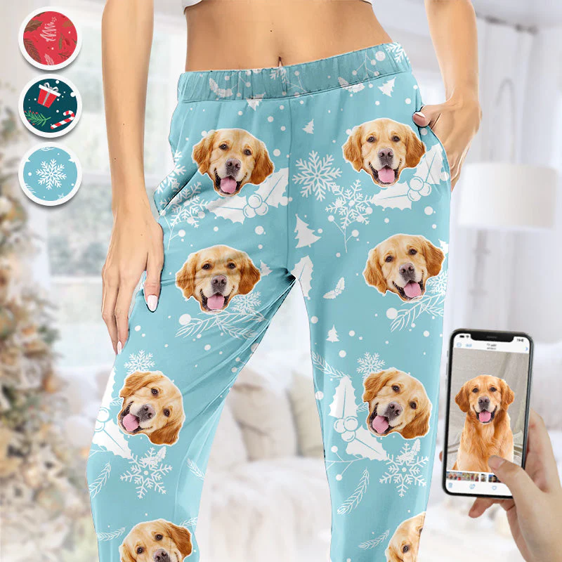 Custom Photo Happy Pawlidays - Christmas Gift For Pet Lovers - Personalized Pajama Pants NA94 - Image 2