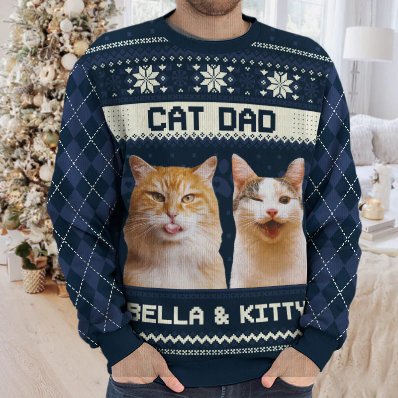 Custom Photo Home Is Where My Cat Is - Personalized Ugly Sweater - Gift For Cat Lover, Cat Mom, Cat Dad NH96 - Image 2