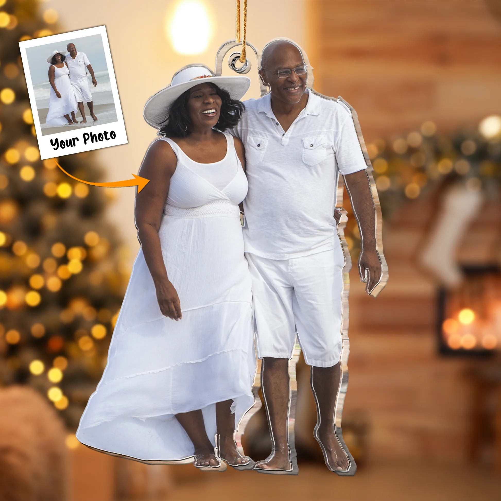 Custom Photo Hubby & Wifey Gift For Couple - Personalized Acrylic Photo Ornament - Image 3