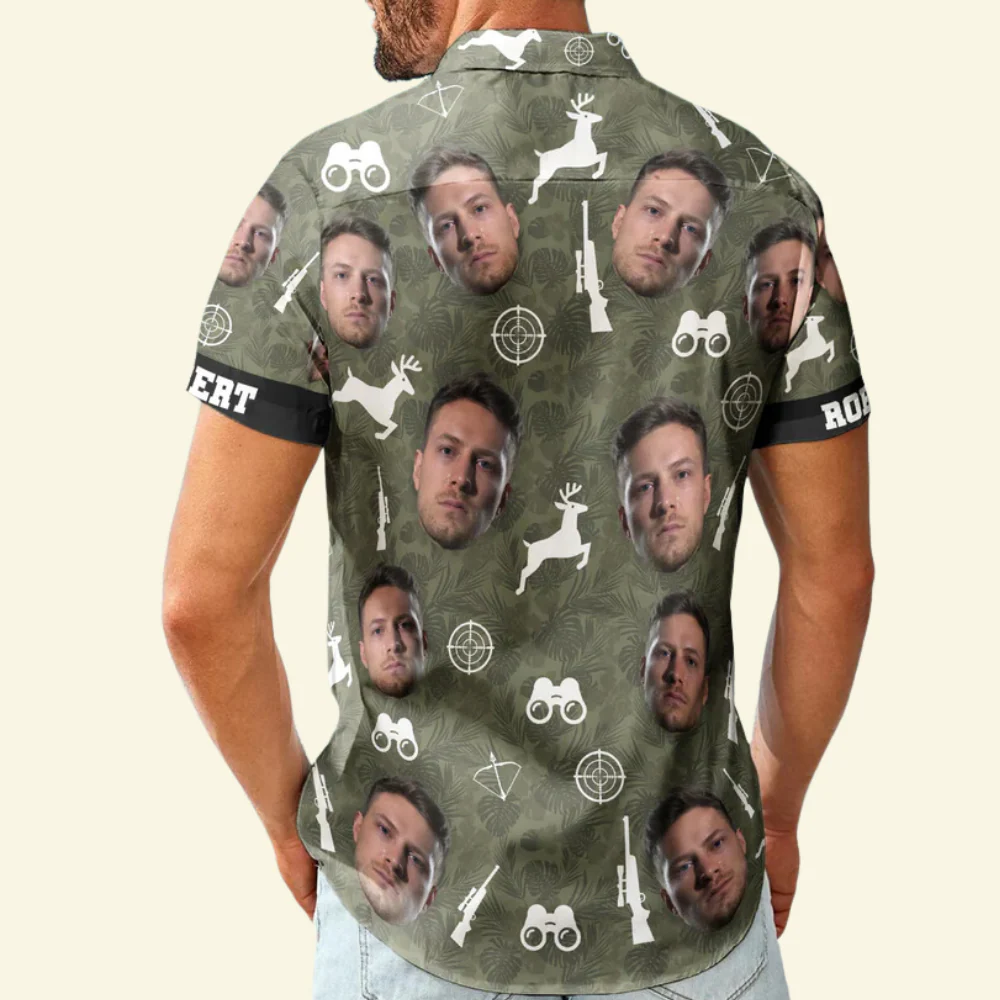 Custom Photo Hunting Camo Tropical Pattern - Personalized Hawaiian Shirt - Image 2