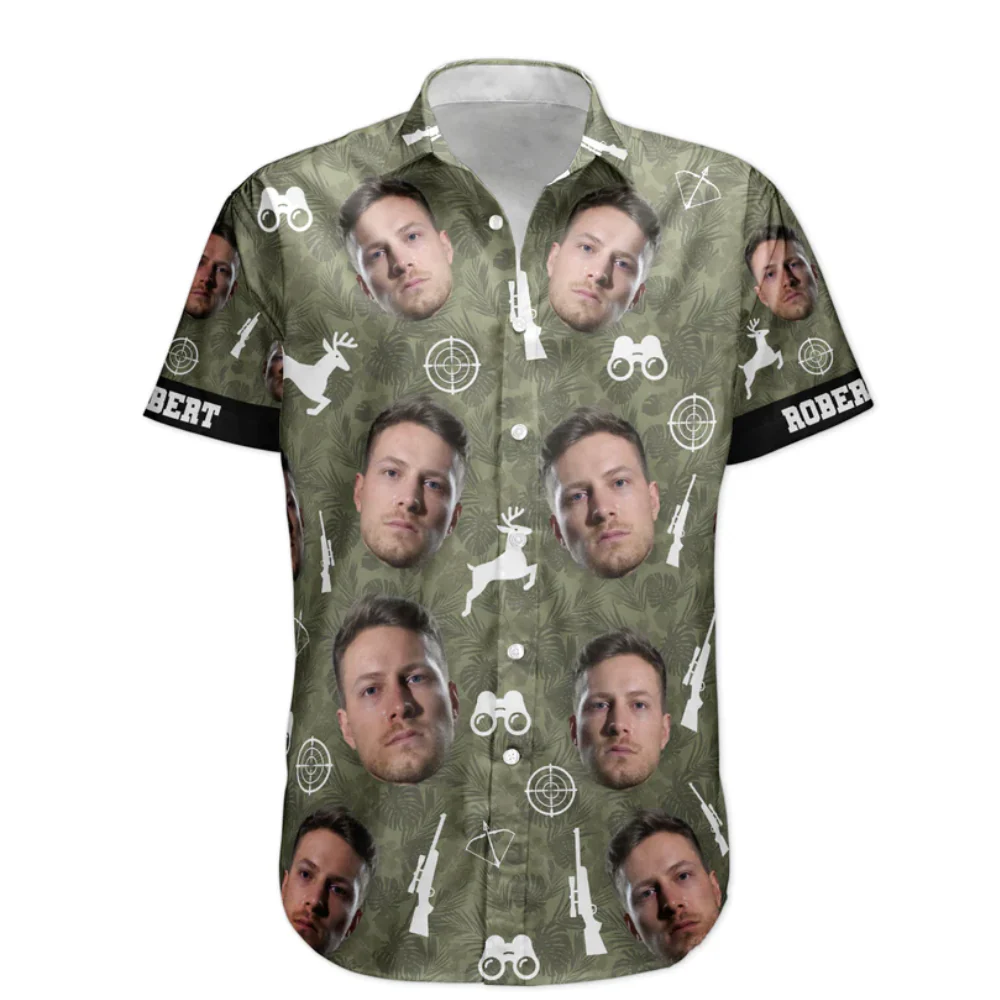 Custom Photo Hunting Camo Tropical Pattern - Personalized Hawaiian Shirt - Image 3
