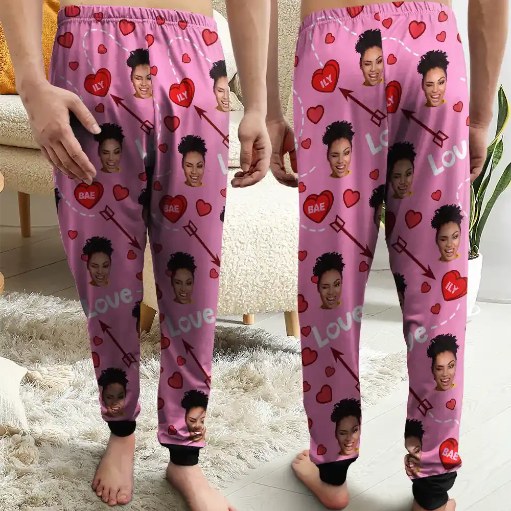 Custom Photo I Love You Bae - Gift For Couple - Personalized Pajama Pants - NA94 - Image 3