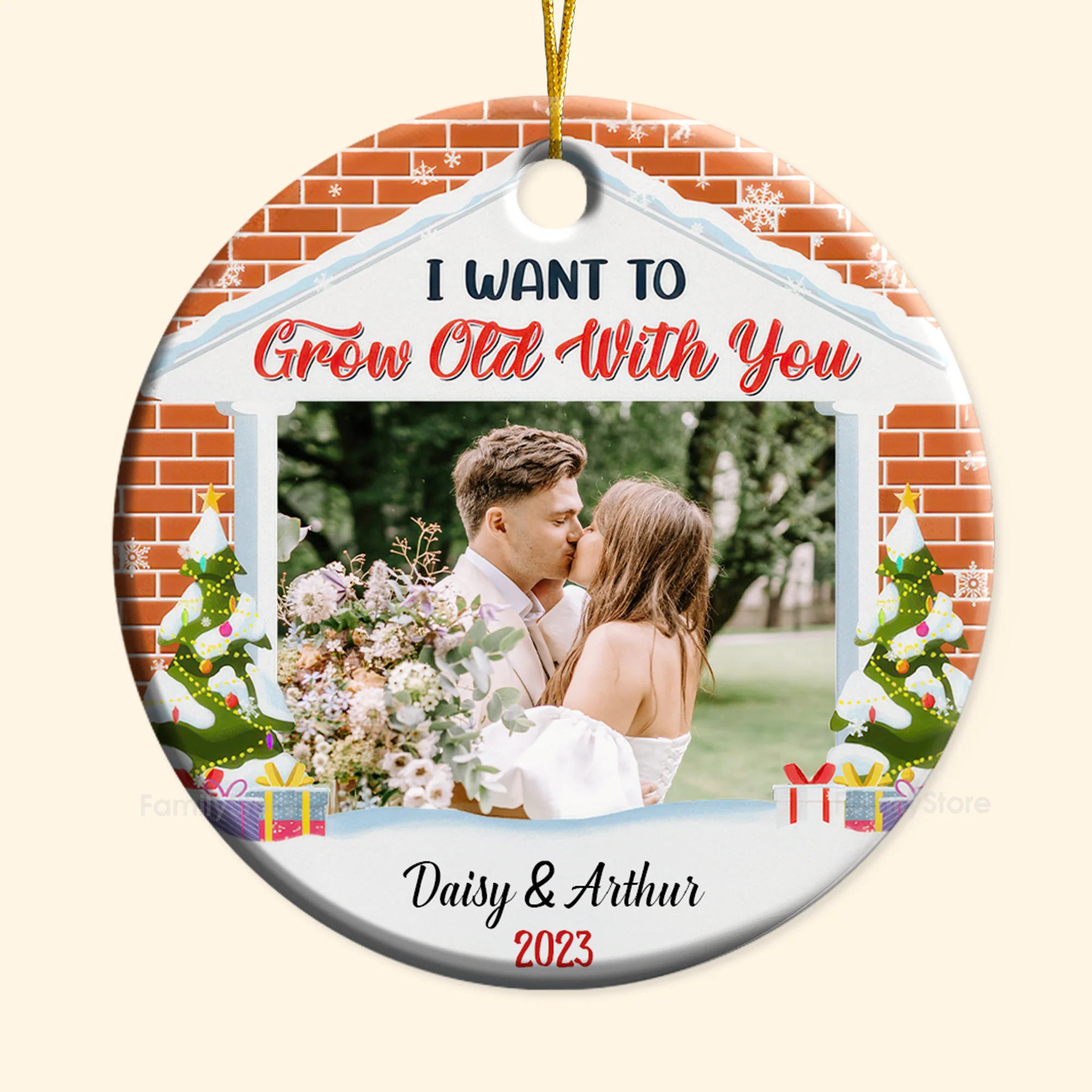 Custom Photo I Want To Grow Old With You - Gift for Couples - Personalized Ceramic Ornament - CRAWL NH96 - Image 6