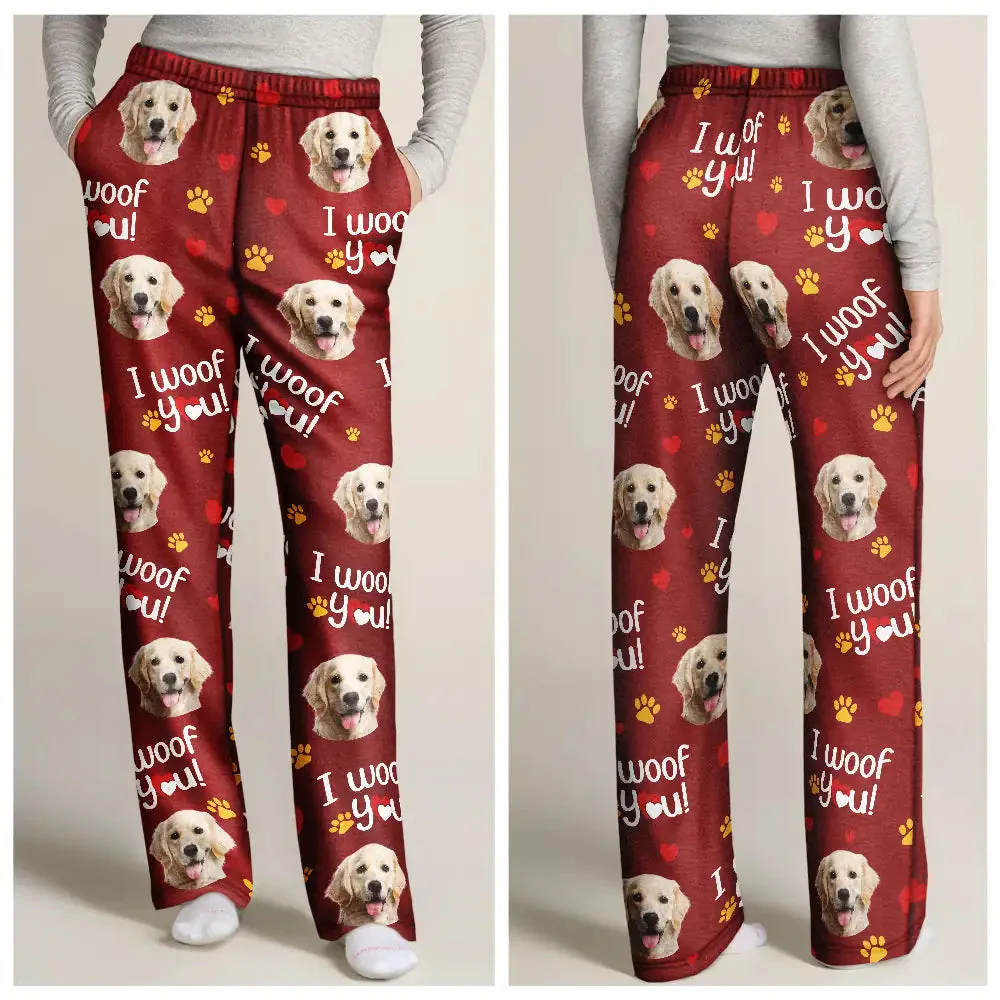 Custom Photo I Woof You - Gift For Pet Lovers - Personalized Pajama Pants NA94 - Image 2