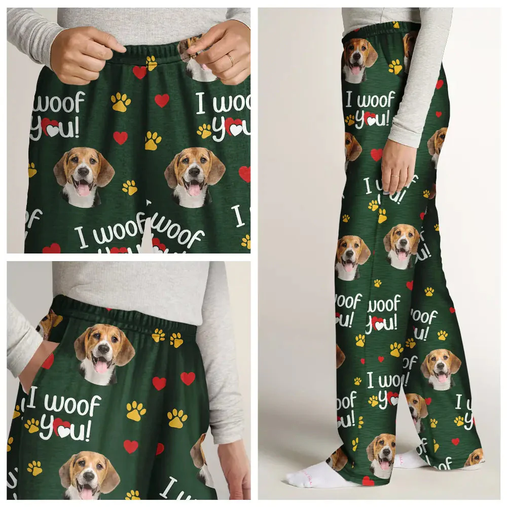 Custom Photo I Woof You - Gift For Pet Lovers - Personalized Pajama Pants NA94 - Image 3