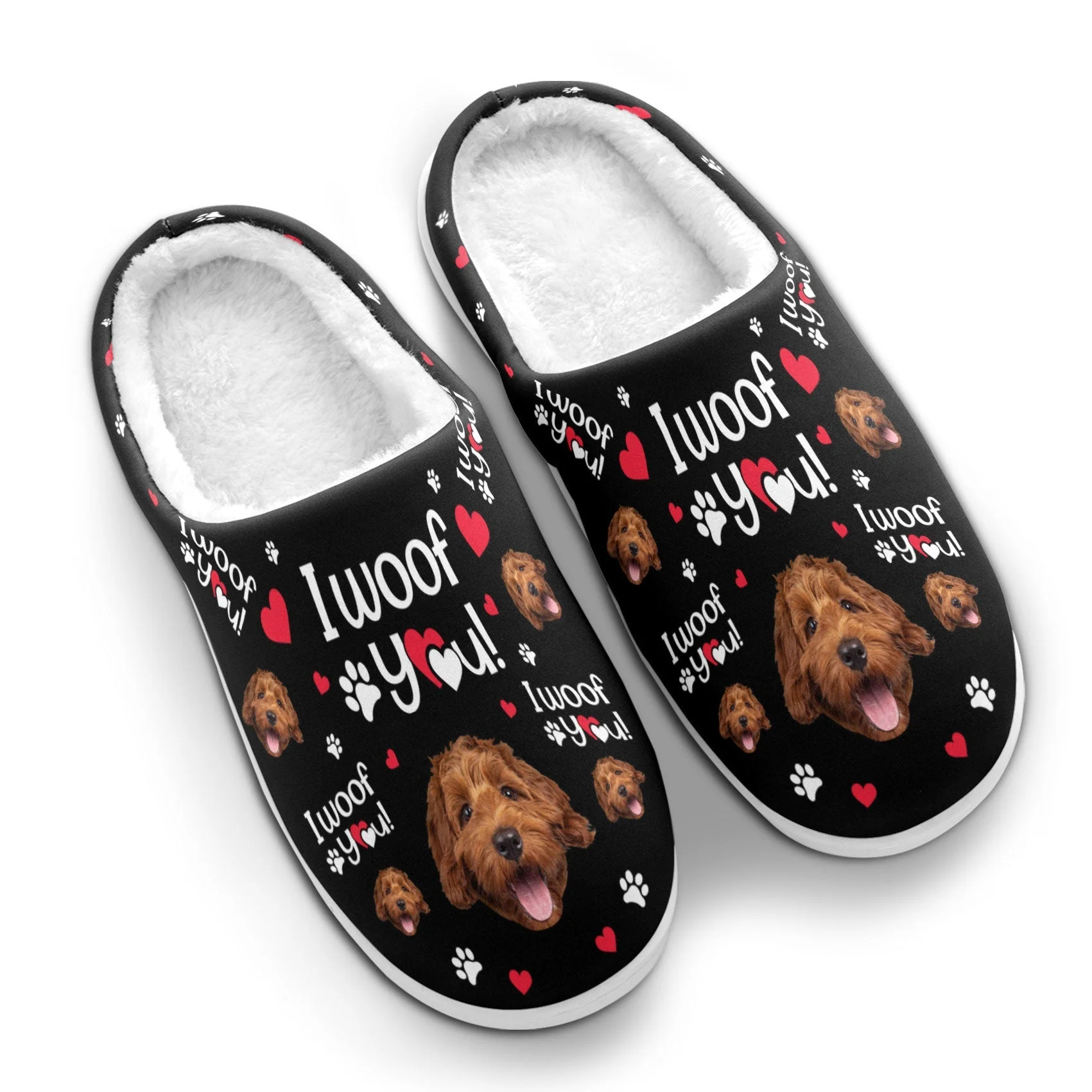 Custom Photo I Woof You - Personalized Slippers - Gift For Dog Lovers NA94 - Image 3