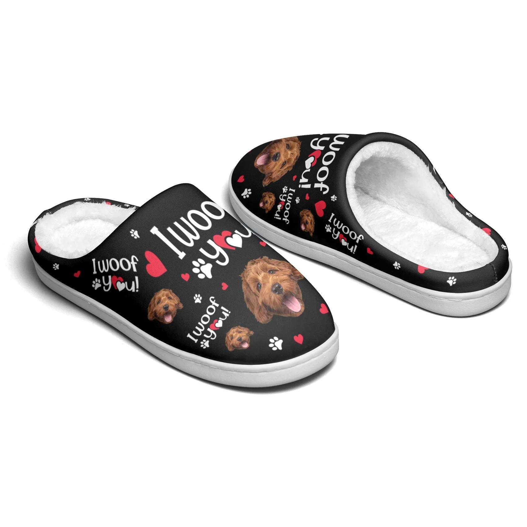 Custom Photo I Woof You - Personalized Slippers - Gift For Dog Lovers NA94 - Image 4