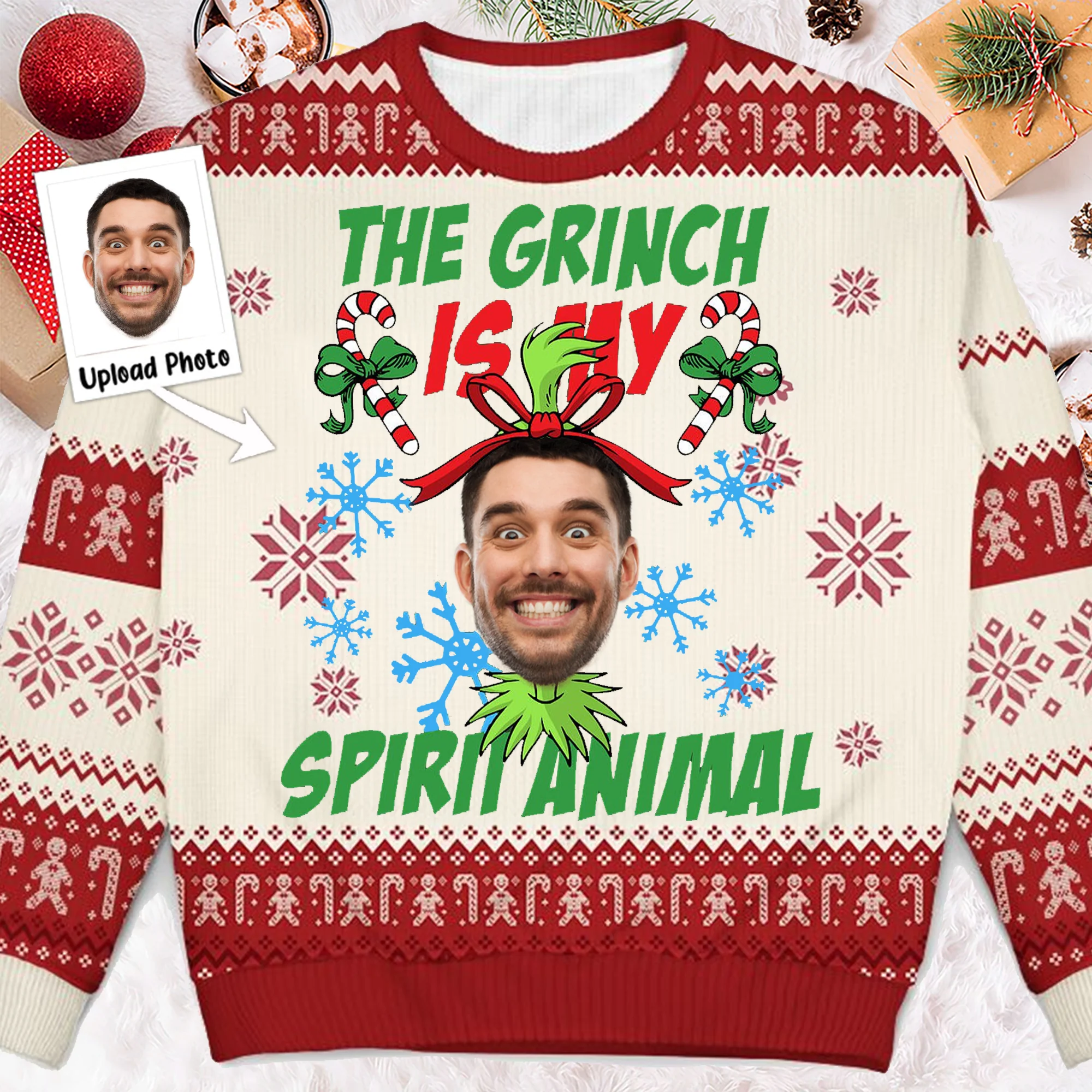 Custom Photo I'll Steal Christmas Ho Ho Ho - Gif For Friend Family Member - Personalized Ugly Sweatshirt NA94