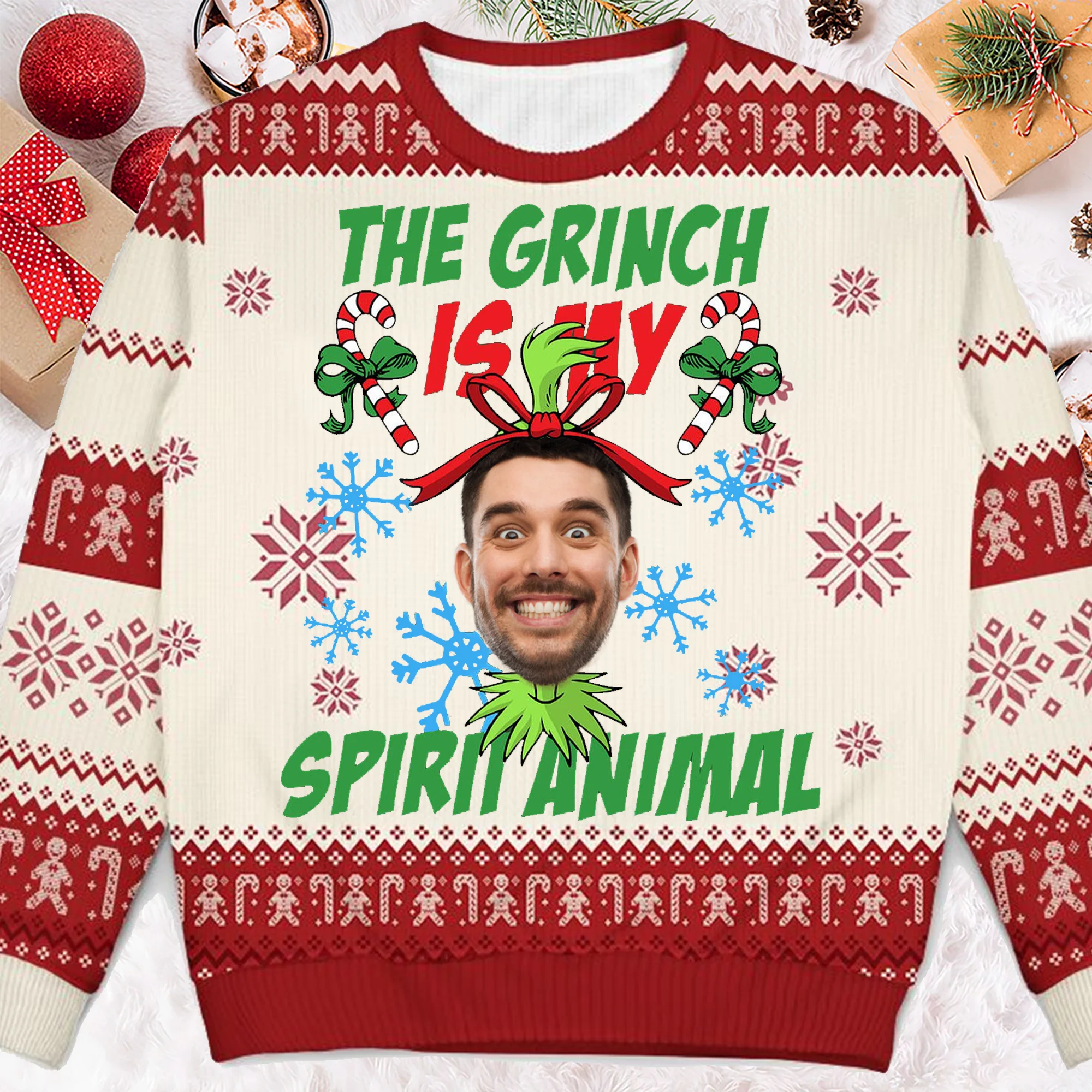Custom Photo I'll Steal Christmas Ho Ho Ho - Gif For Friend Family Member - Personalized Ugly Sweatshirt NA94 - Image 2
