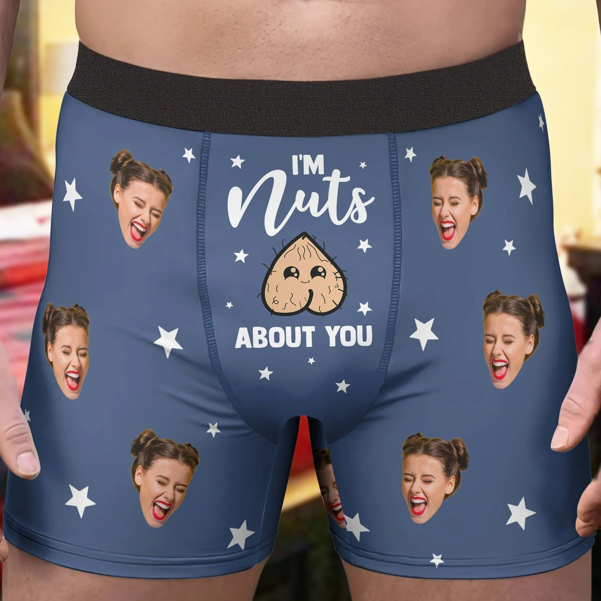 Custom Photo I'm Nut About You - Gift For Boyfriend, Husband, Anniversary - Funny Personalized Custom Boxer Briefs, Men's Boxers NH96