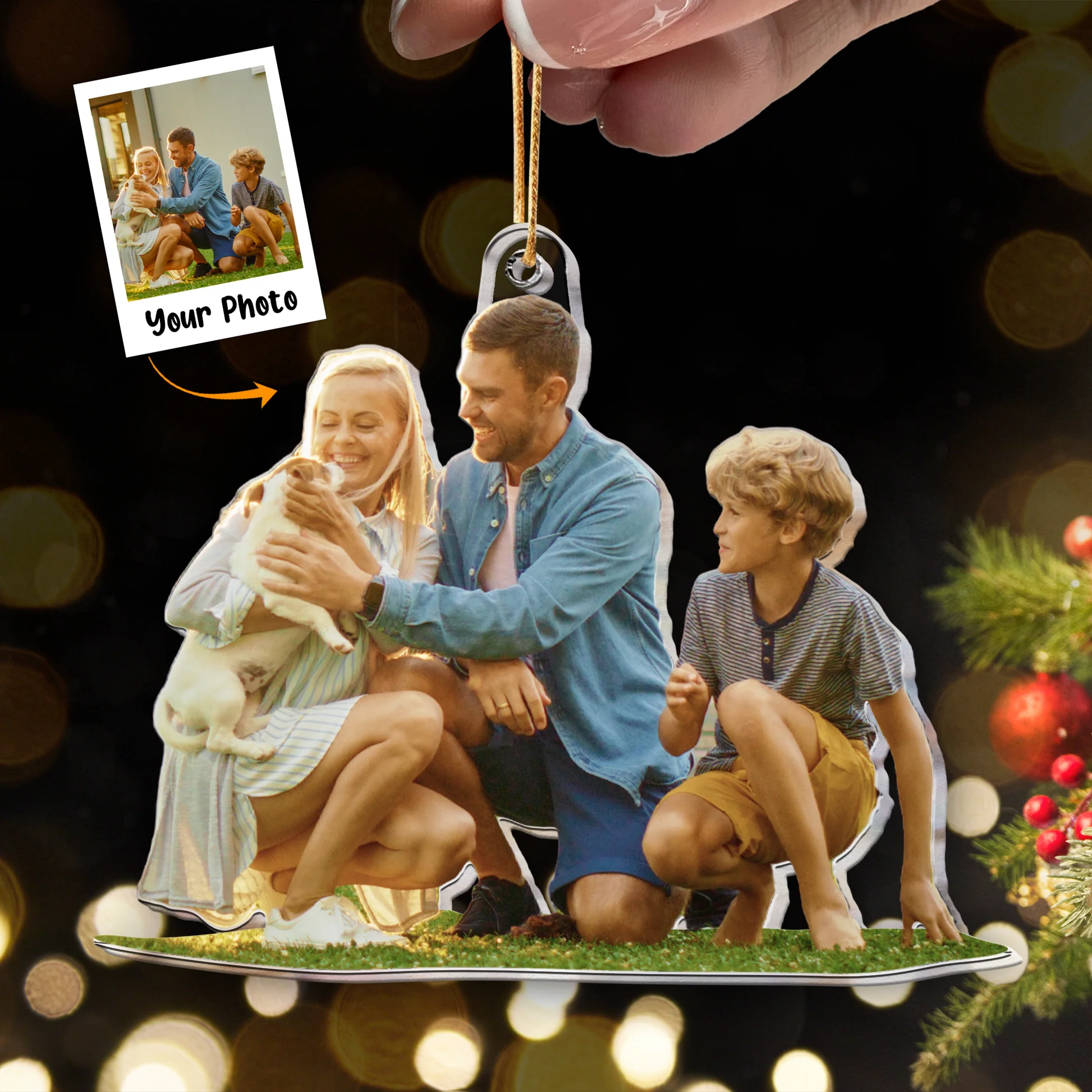 Custom Photo Lovely Family Gift - Personalized Family Photo Ornament - Image 3