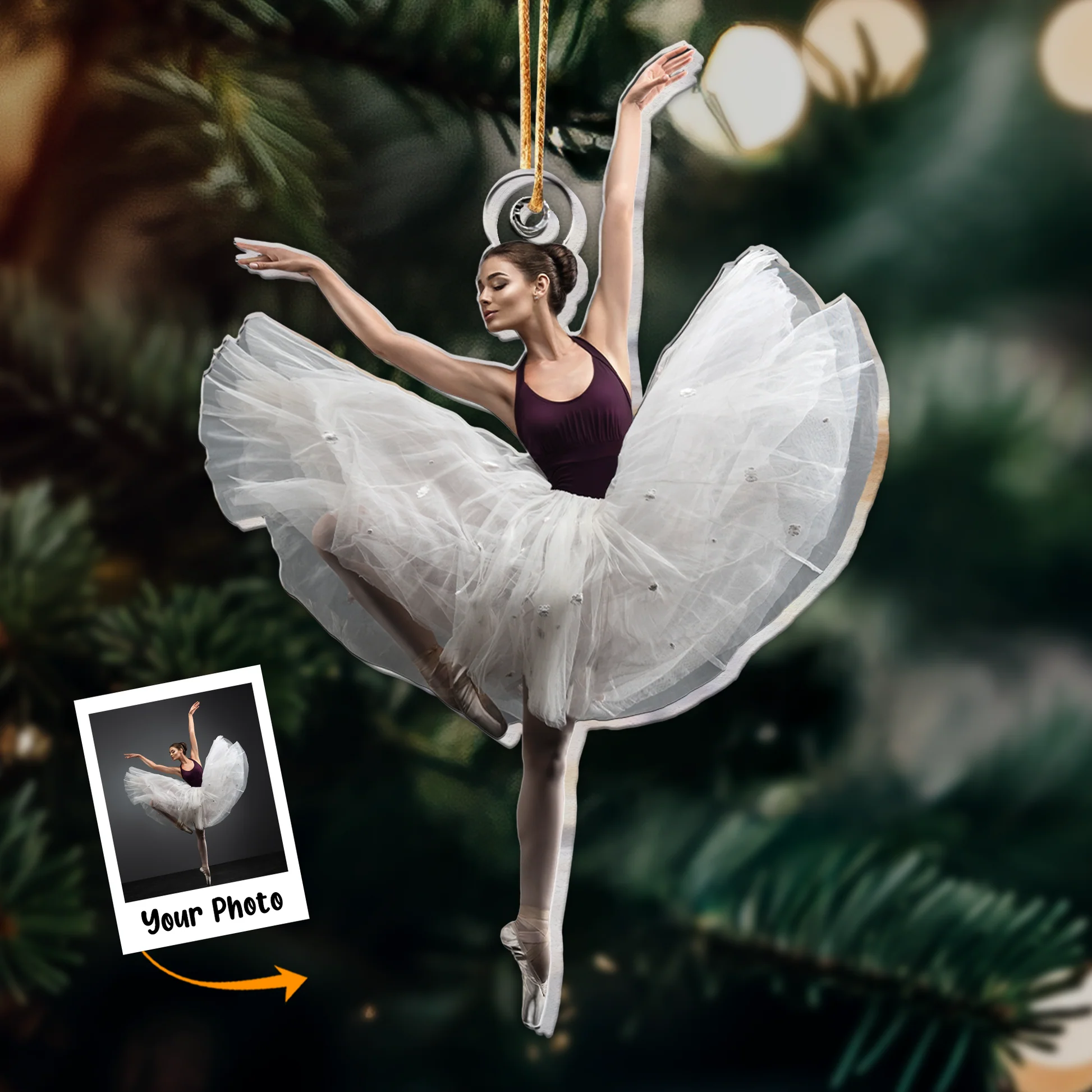 Custom Photo Lovely Little Ballerina Dancing Ballet - Personalized Acrylic Photo Ornament - Image 3