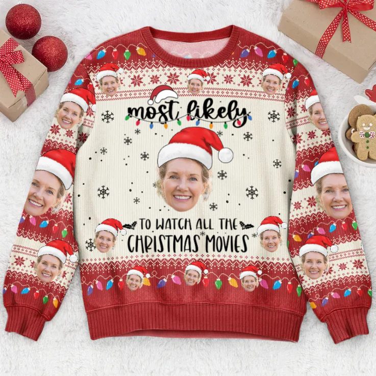 Custom Photo Most Likely To Christmas - Personalized Ugly Sweatshirt - Gift Christmas For Family Memmber - Image 2
