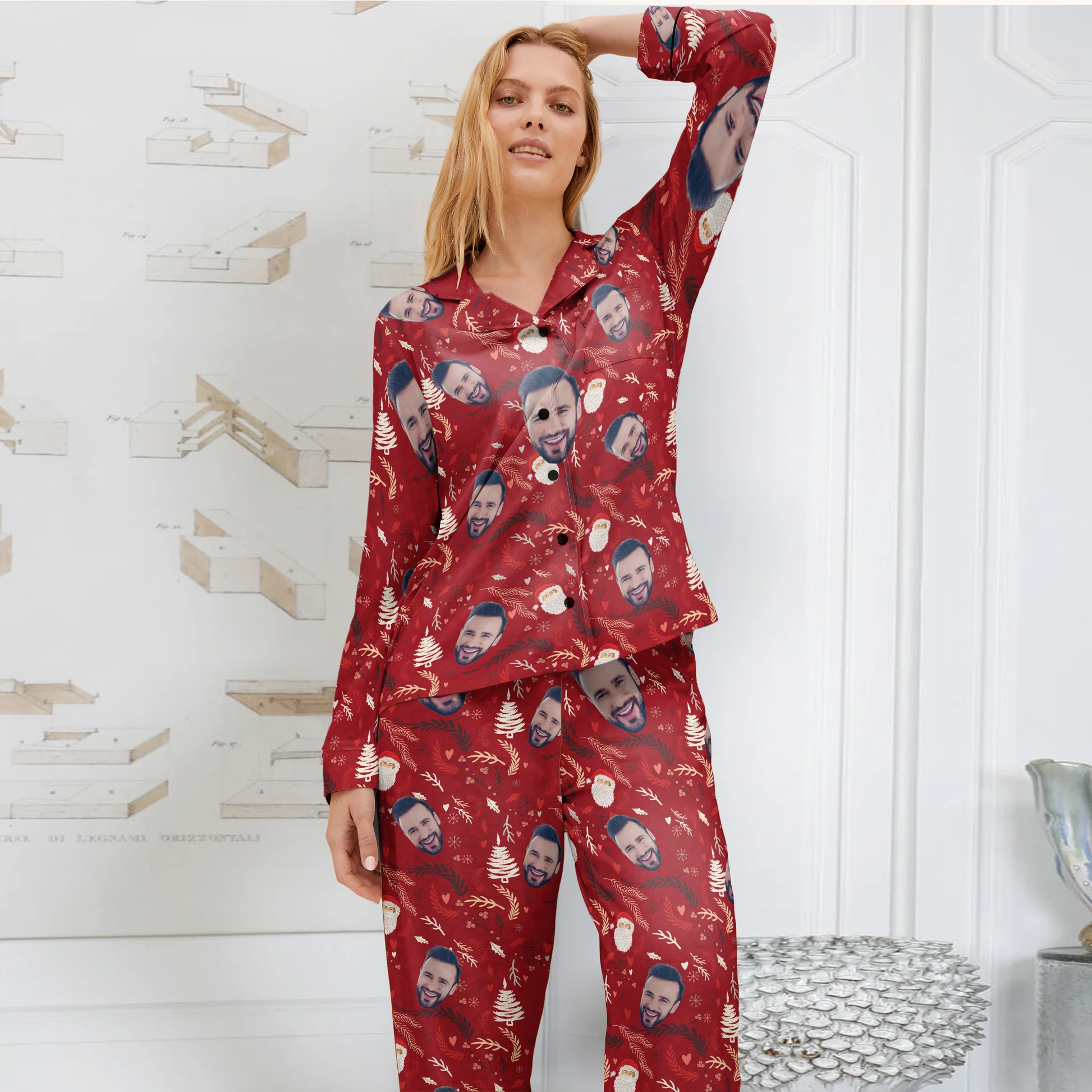 Custom Photo My Dearest Face - Personalized Pajama - Gift For Couple, Husband Wife - NA94 - Image 2