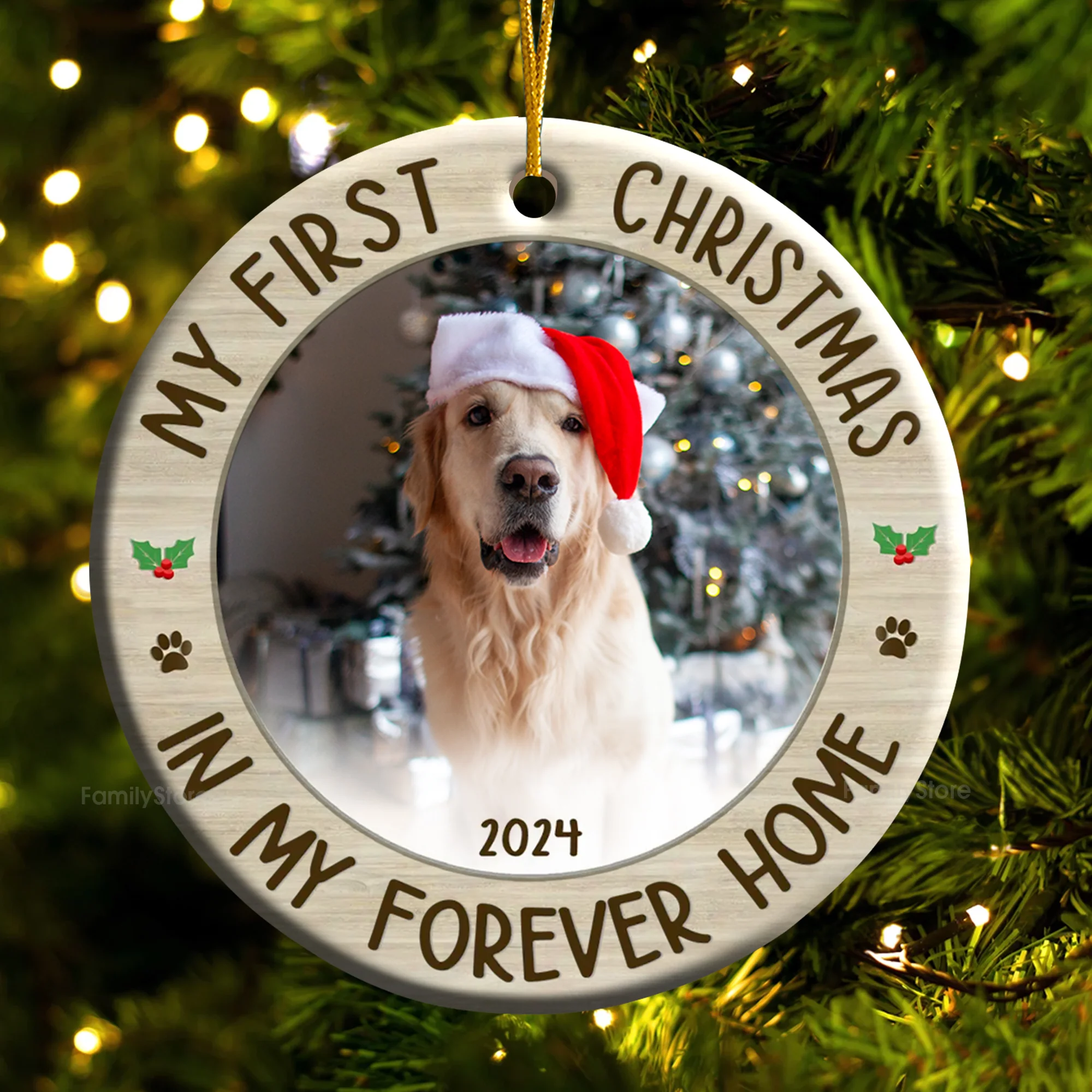 Custom Photo My First Christmas In Forever Home - Gift For Pet Lovers - Personalized Ceramic Ornament - NH96 - Image 5