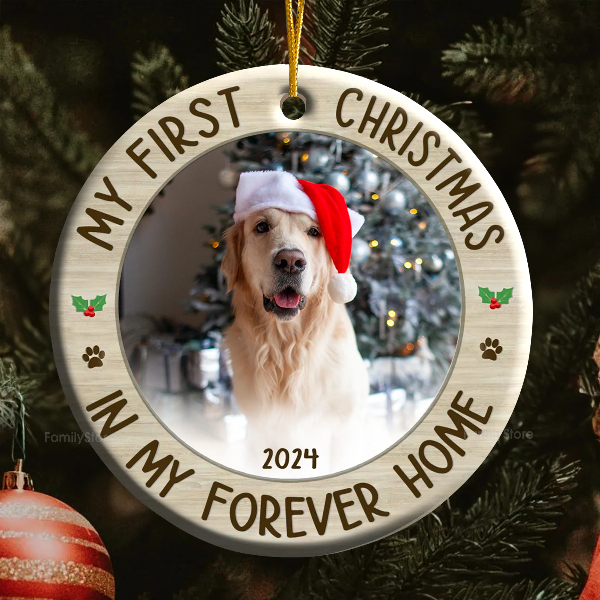 Custom Photo My First Christmas In Forever Home - Gift For Pet Lovers - Personalized Ceramic Ornament - NH96 - Image 6