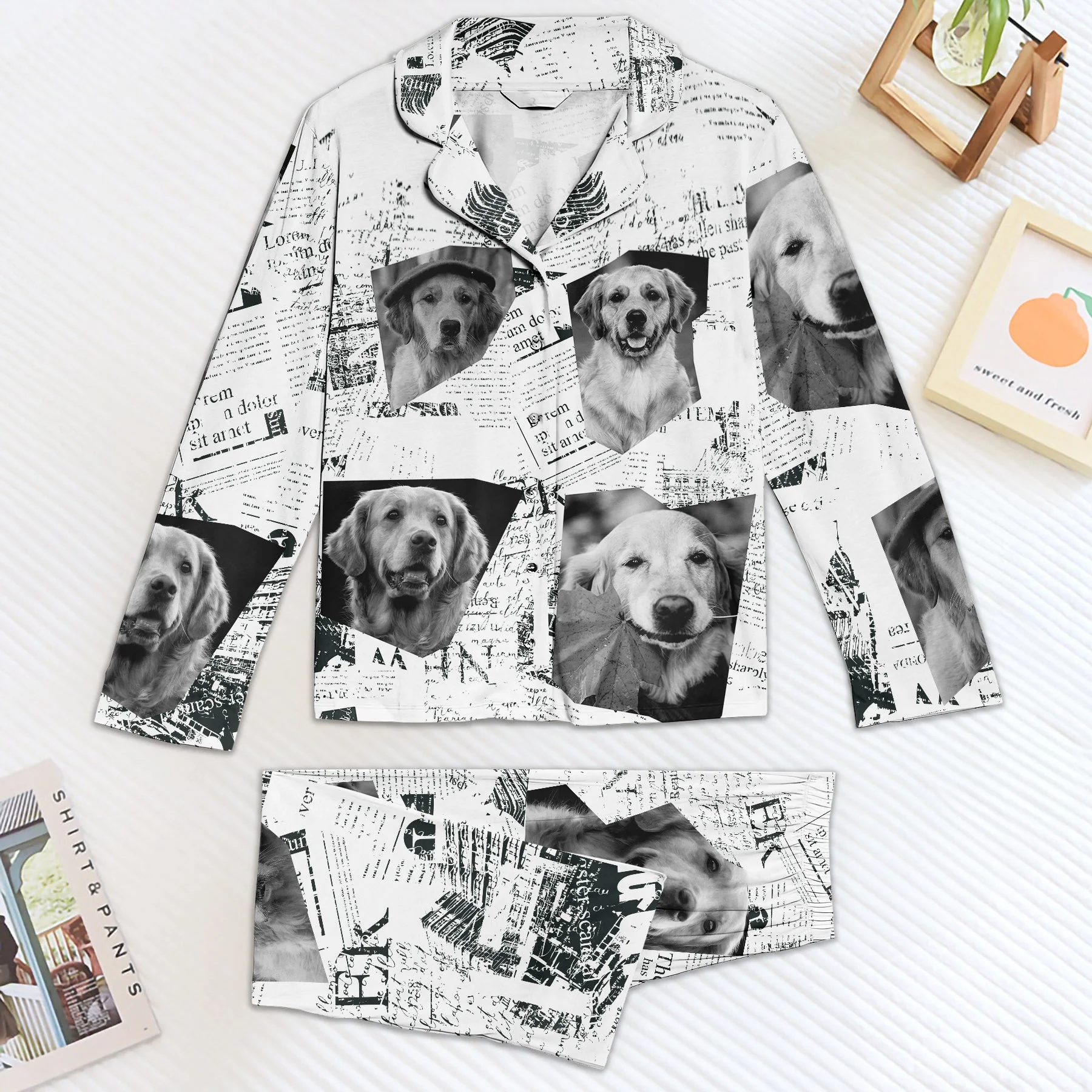 Custom Photo Newspaper Funny Faces - Personalized Pajama - Gift For Family Members, Friends - NA94 - Image 2