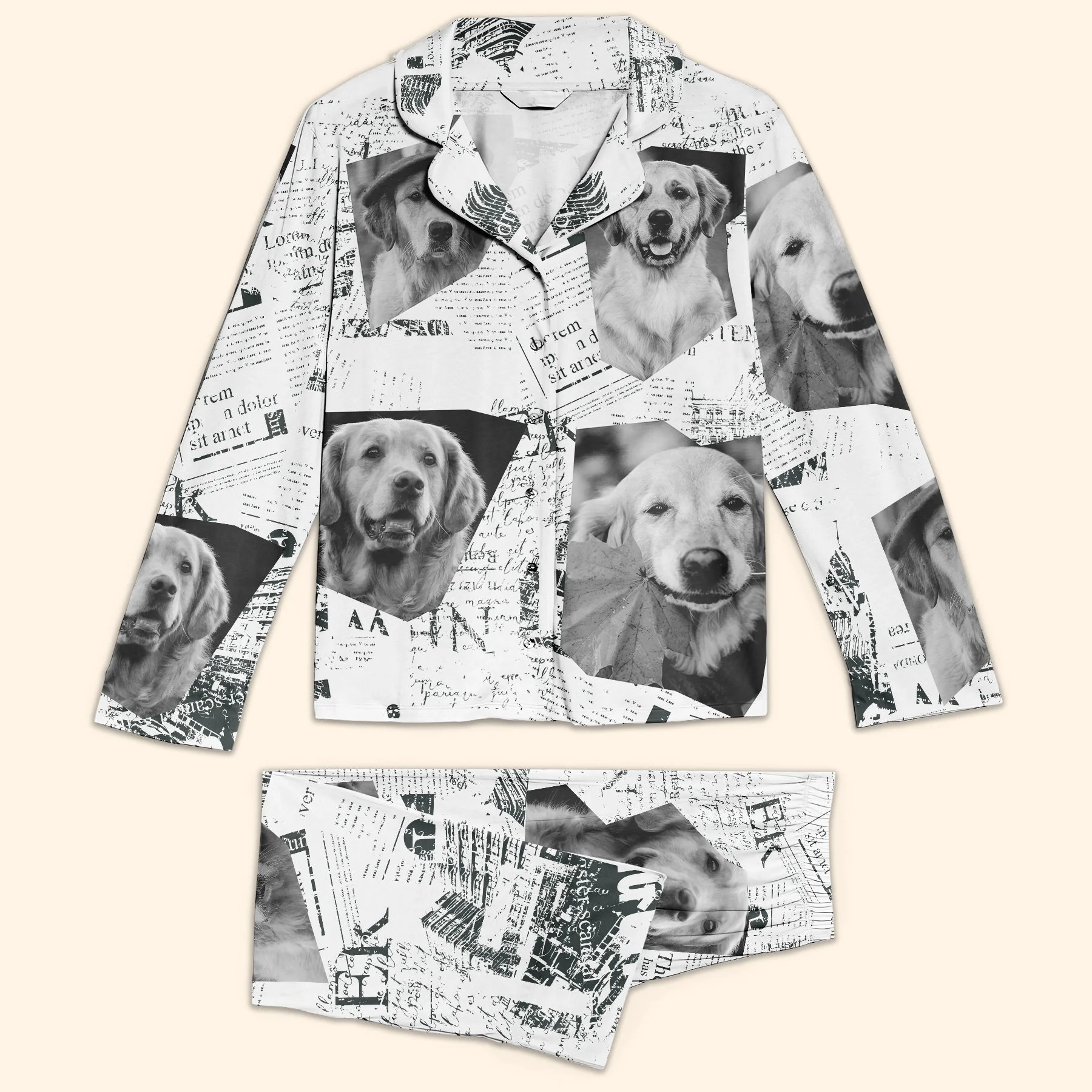 Custom Photo Newspaper Funny Faces - Personalized Pajama - Gift For Family Members, Friends - NA94 - Image 3