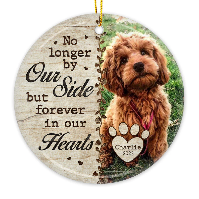 Custom Photo No Longer By Our Side - Personalized Ceramic Ornament - Christmas Gift, Sympathy Gift For Pet Owners, Pet Lovers - NH96 - Image 3