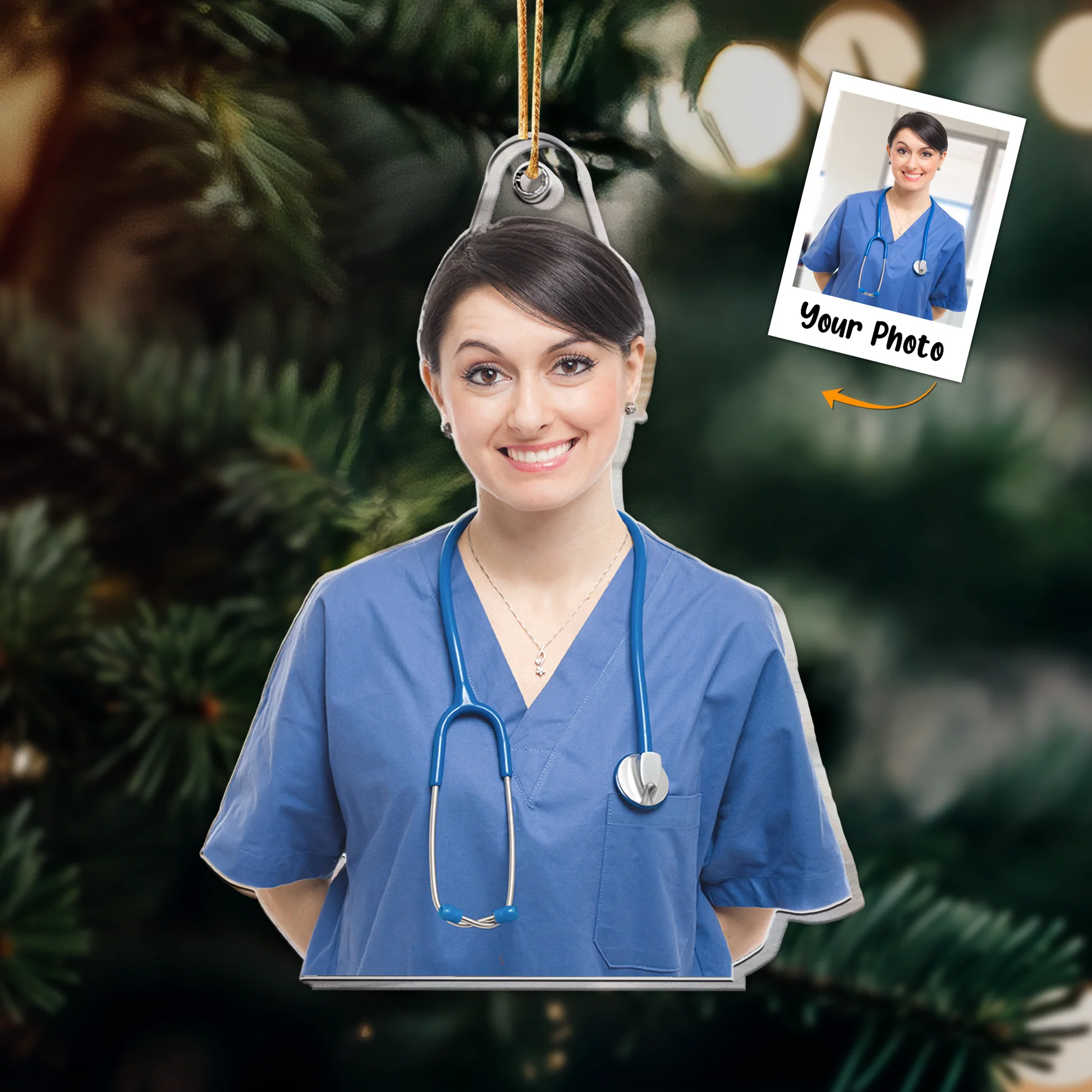 Custom Photo Nurse Christmas Ornament - Personalized Acrylic Photo Ornament - Image 2