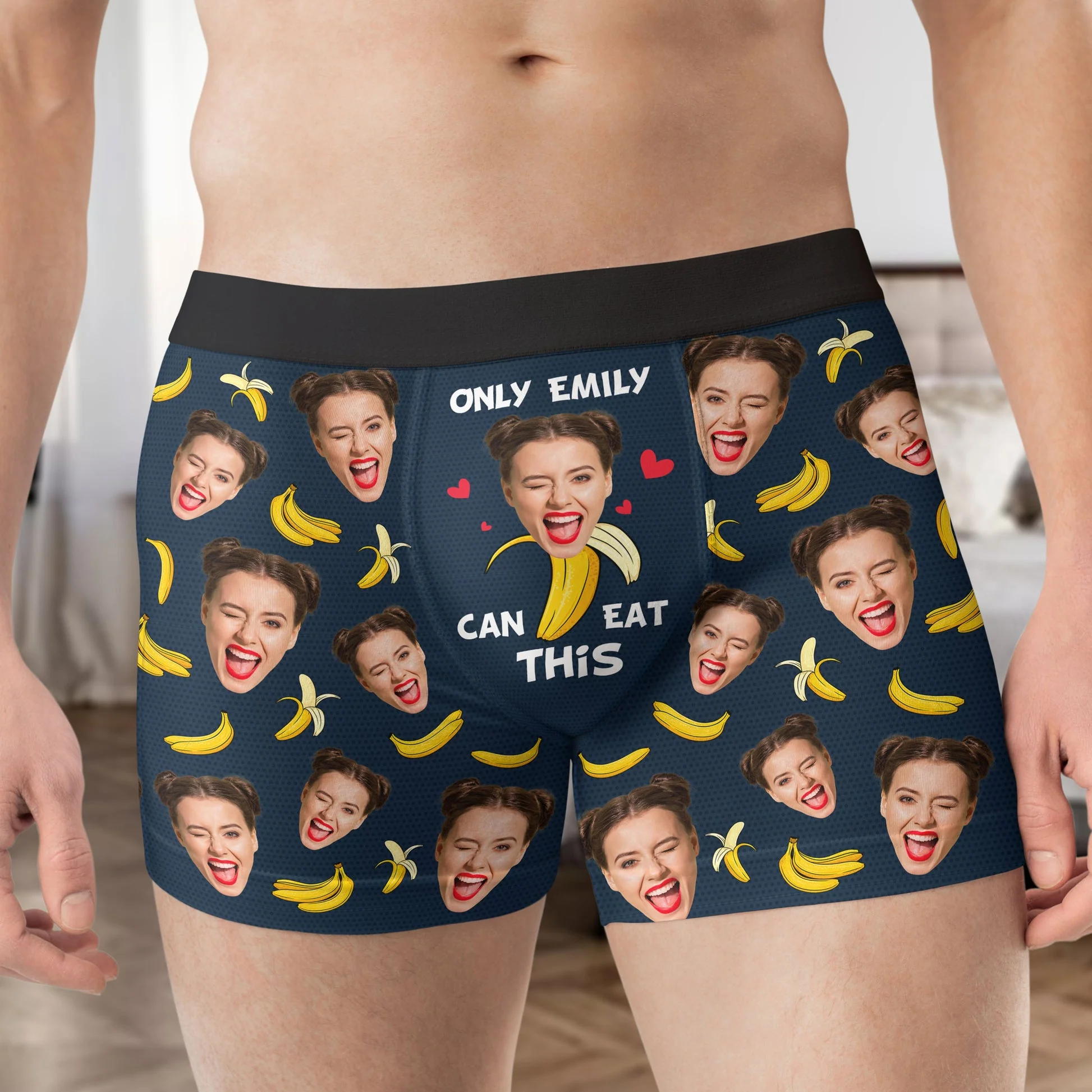 Custom Photo Only Her Can Eat This - Gift For Boyfriend, Husband, Anniversary - Funny Personalized Custom Boxer Briefs, Men's Boxers NH96