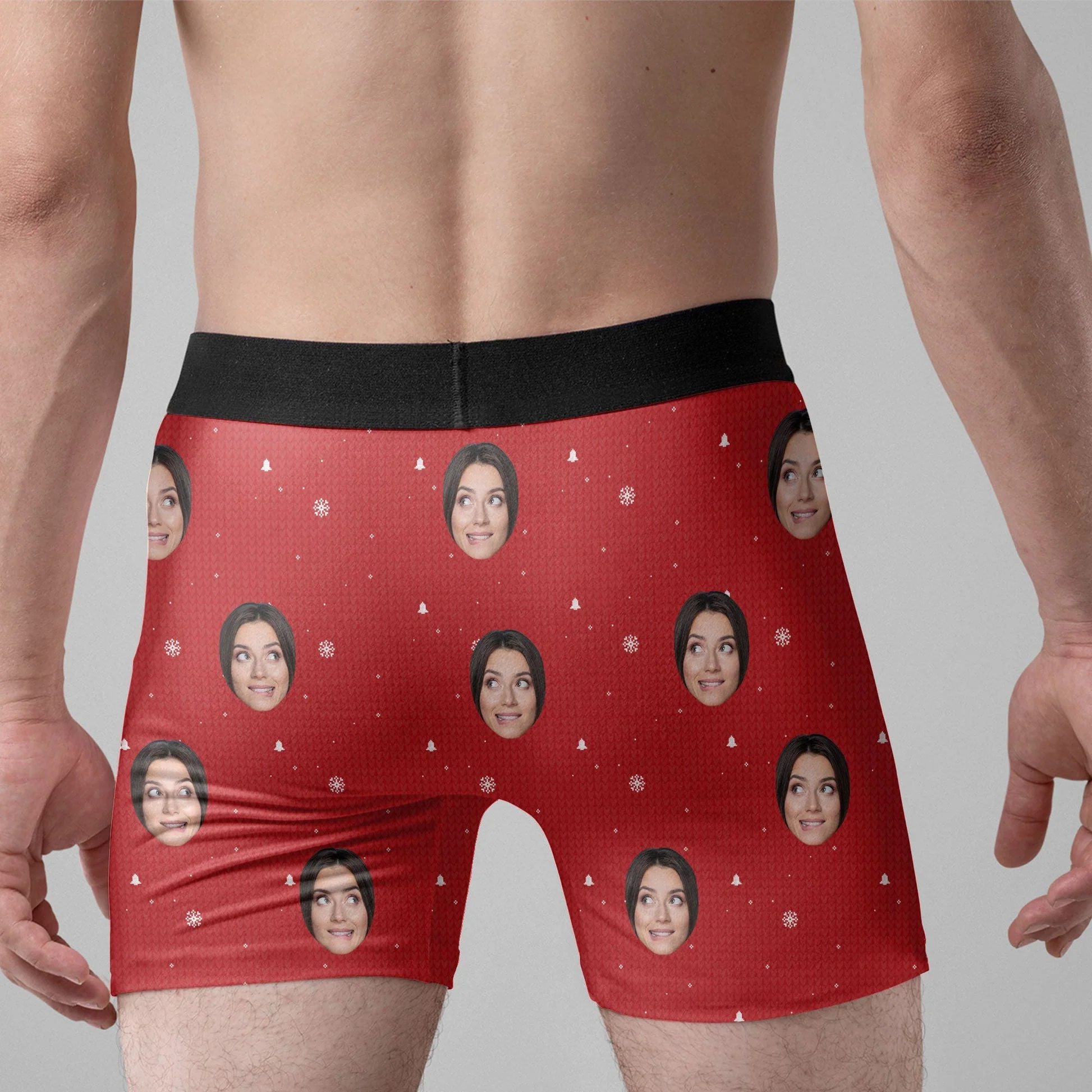 Custom Photo Only Wife Can Jingle My Bells - Gift For Boyfriend, Husband, Anniversary - Funny Personalized Custom Boxer Briefs, Men's Boxers - Image 3
