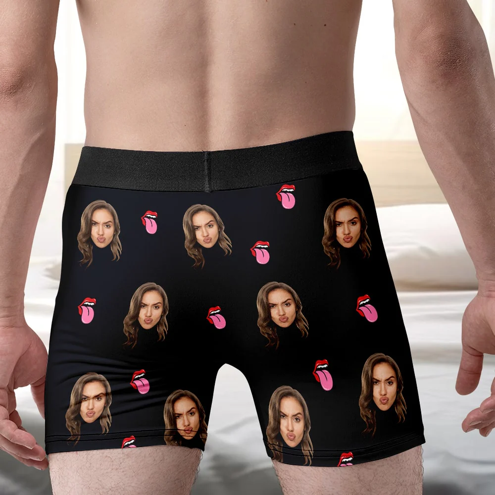 Custom Photo Only You Can Unwrap The Package - Gift For Boyfriend, Husband, Anniversary - Funny Personalized Custom Boxer Briefs, Men's Boxers NH96 - Image 2