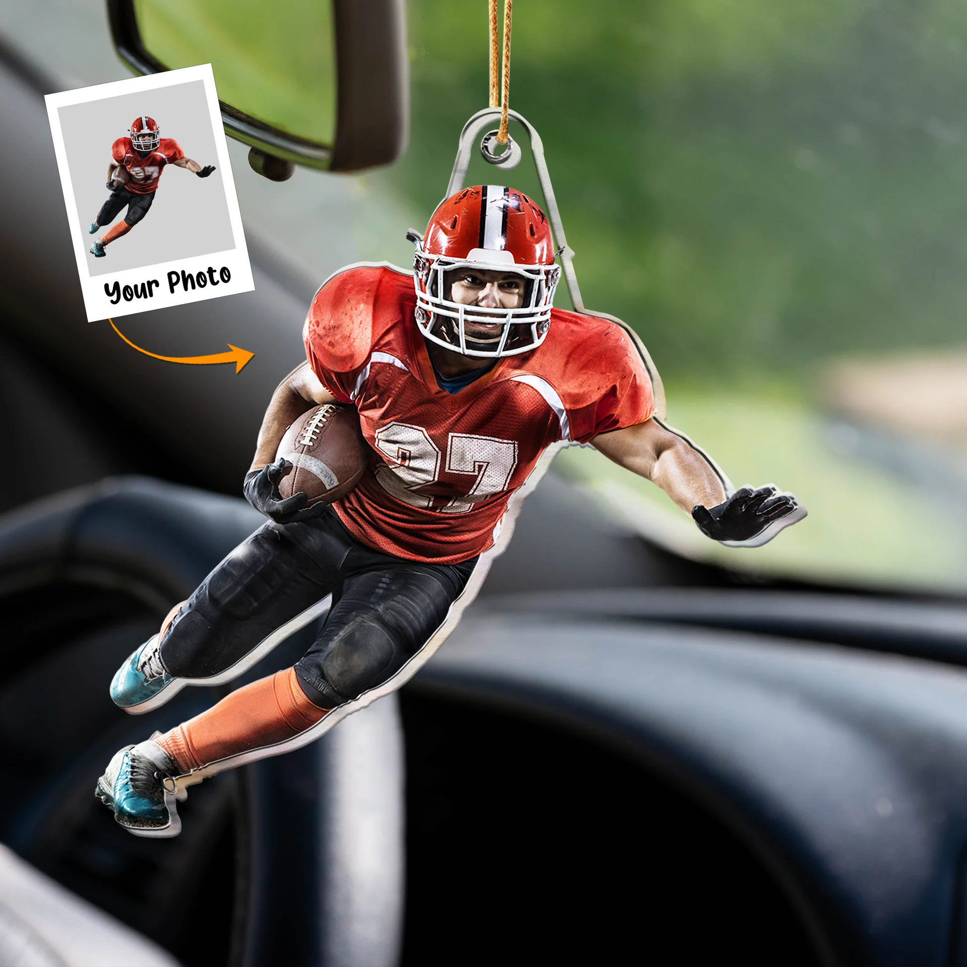 Custom Photo Ornament For American Football Players - Personalized Shaped Acrylic Photo Ornament - Image 3