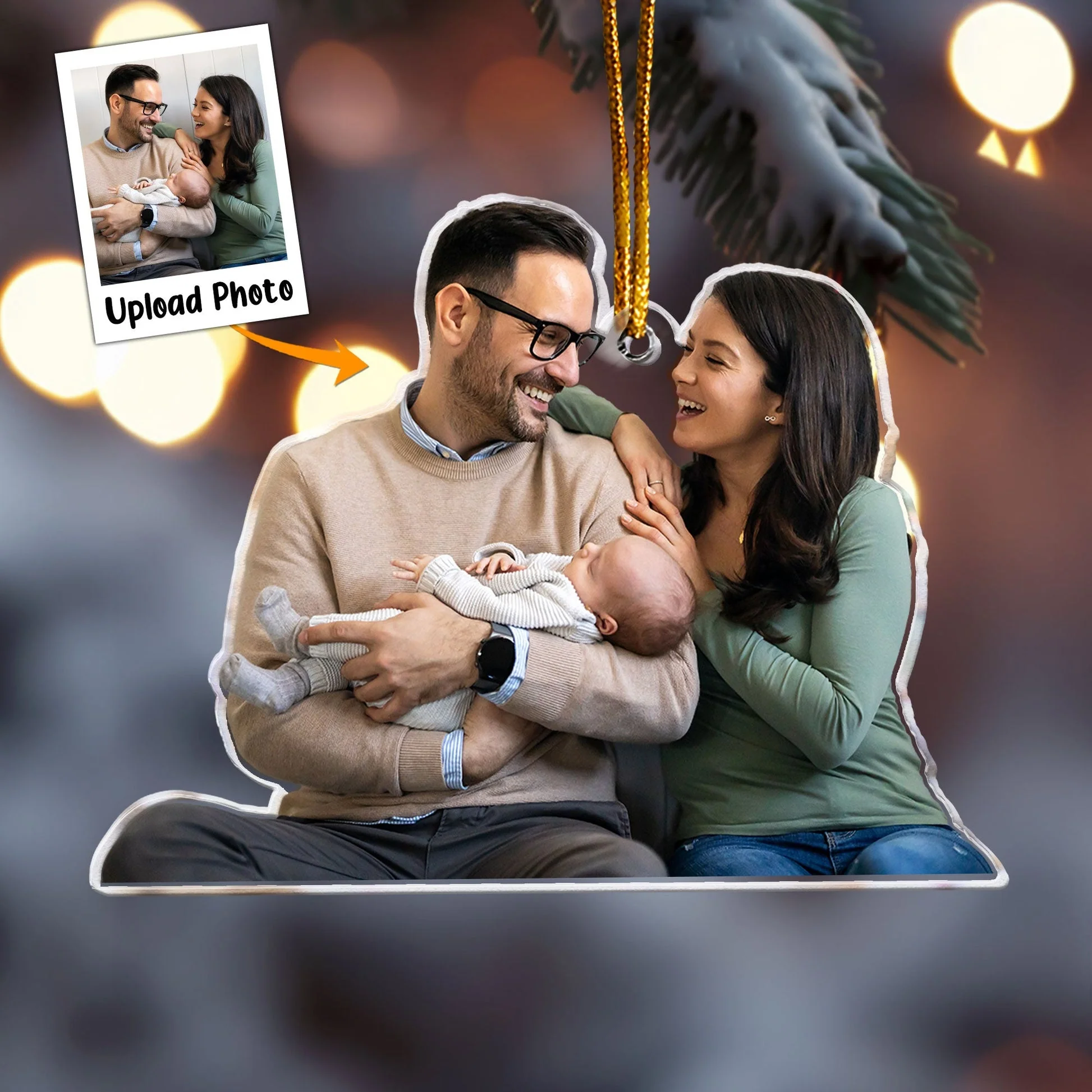 Custom Photo Our First Baby In The Family - Personalized Acrylic Photo Ornament
