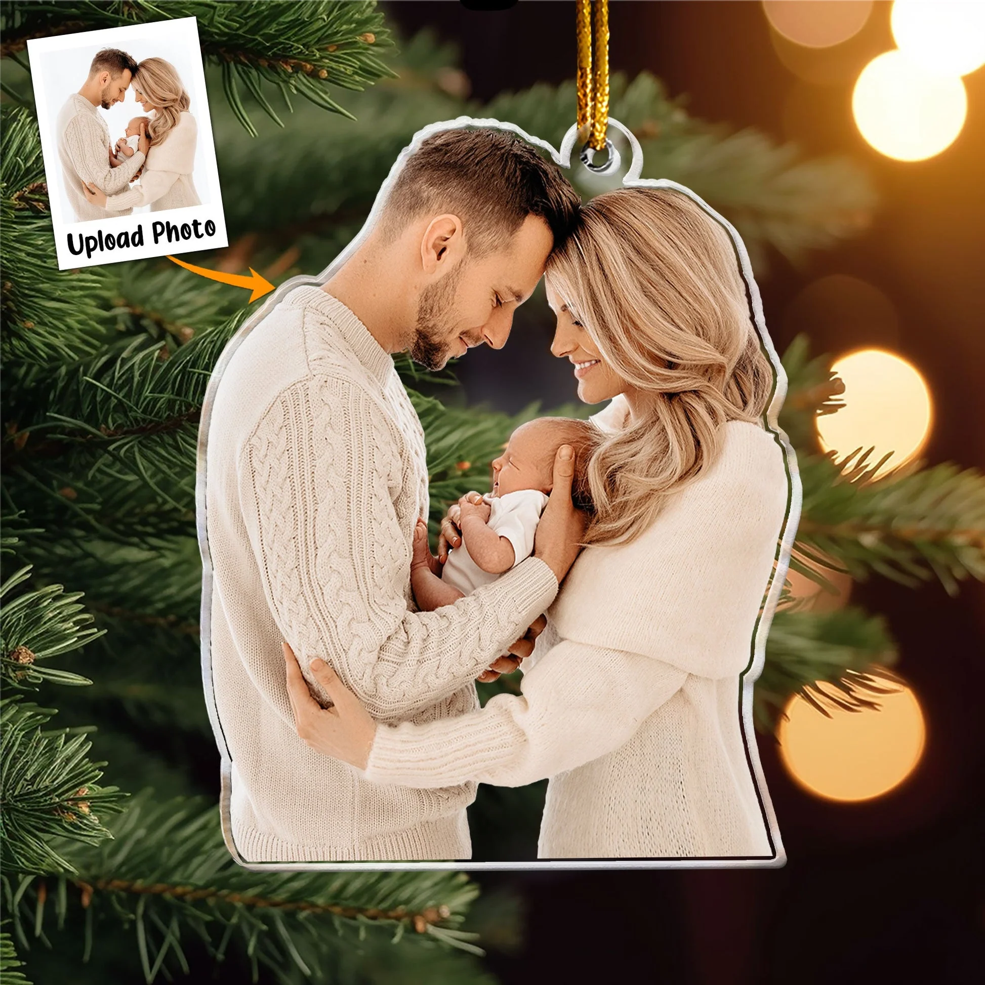 Custom Photo Our First Baby In The Family - Personalized Acrylic Photo Ornament - Image 2