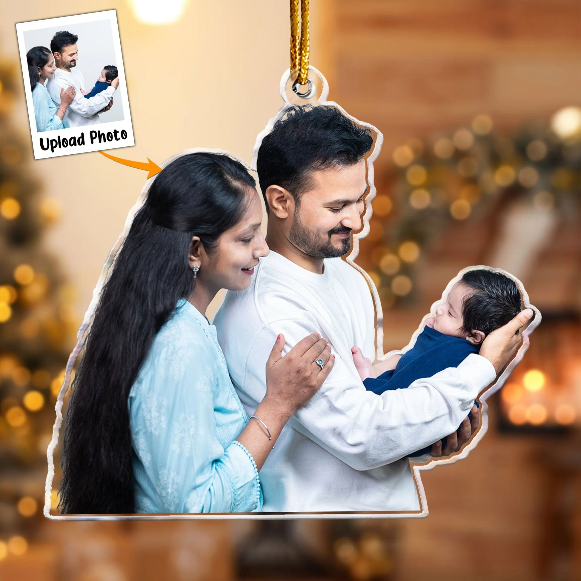 Custom Photo Our First Baby In The Family - Personalized Acrylic Photo Ornament - Image 3