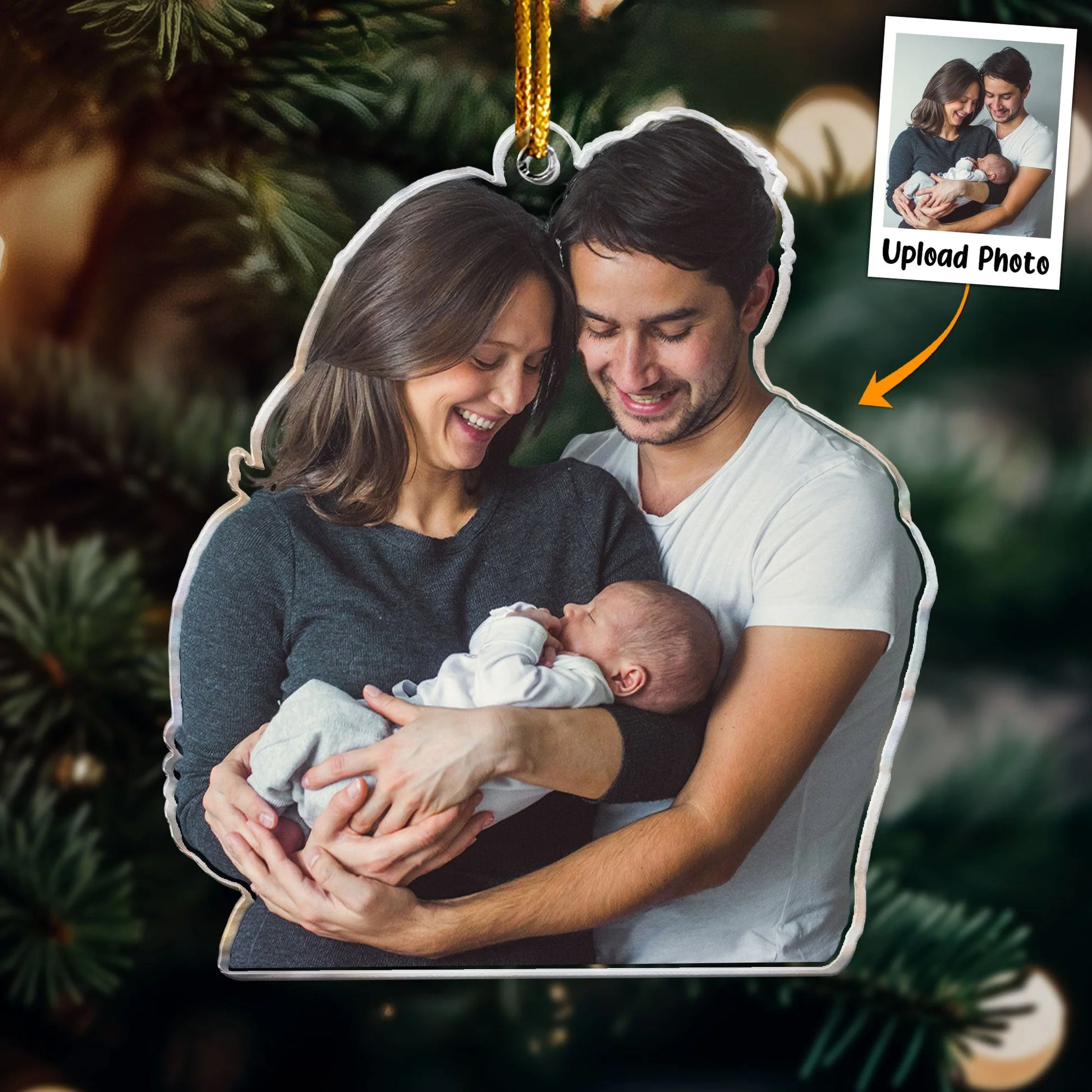 Custom Photo Our First Baby In The Family - Personalized Acrylic Photo Ornament - Image 4