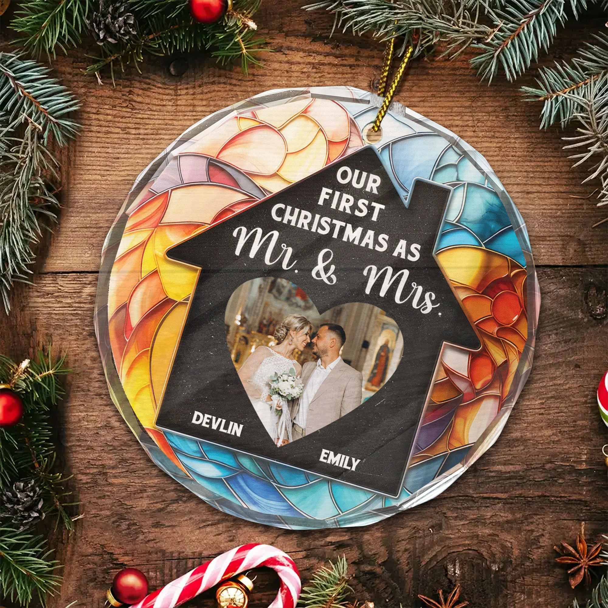 Custom Photo Our First Christmas In Our New Home - Gift for Couples, Wedding - Personalized Glass Ornament NH96 - Image 5