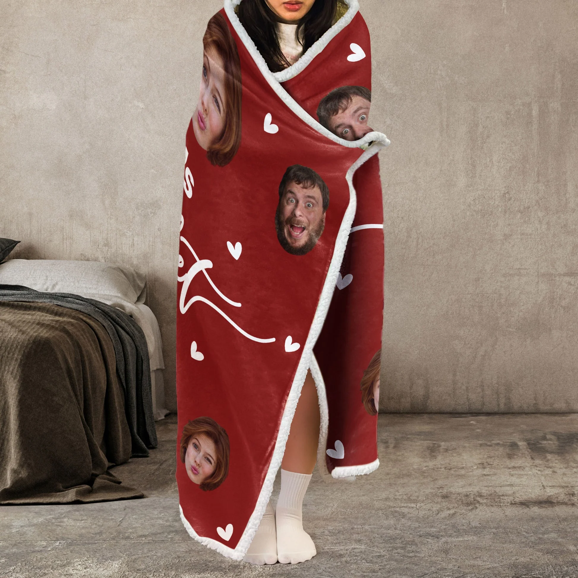 Custom Photo Our Snuggle Blanket - Personalized Wearable Hooded Blanket - Gift For Couples, Lovers - NA94 - Image 3